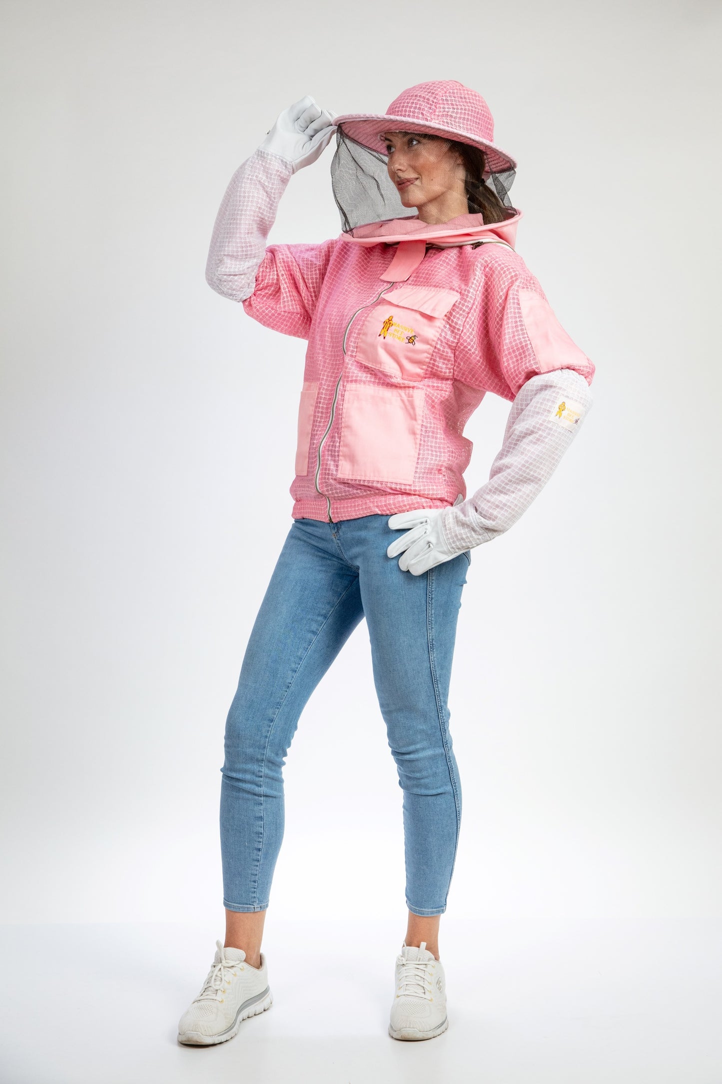 Pink Beekeeping Ventilated Jacket with Round Veil
