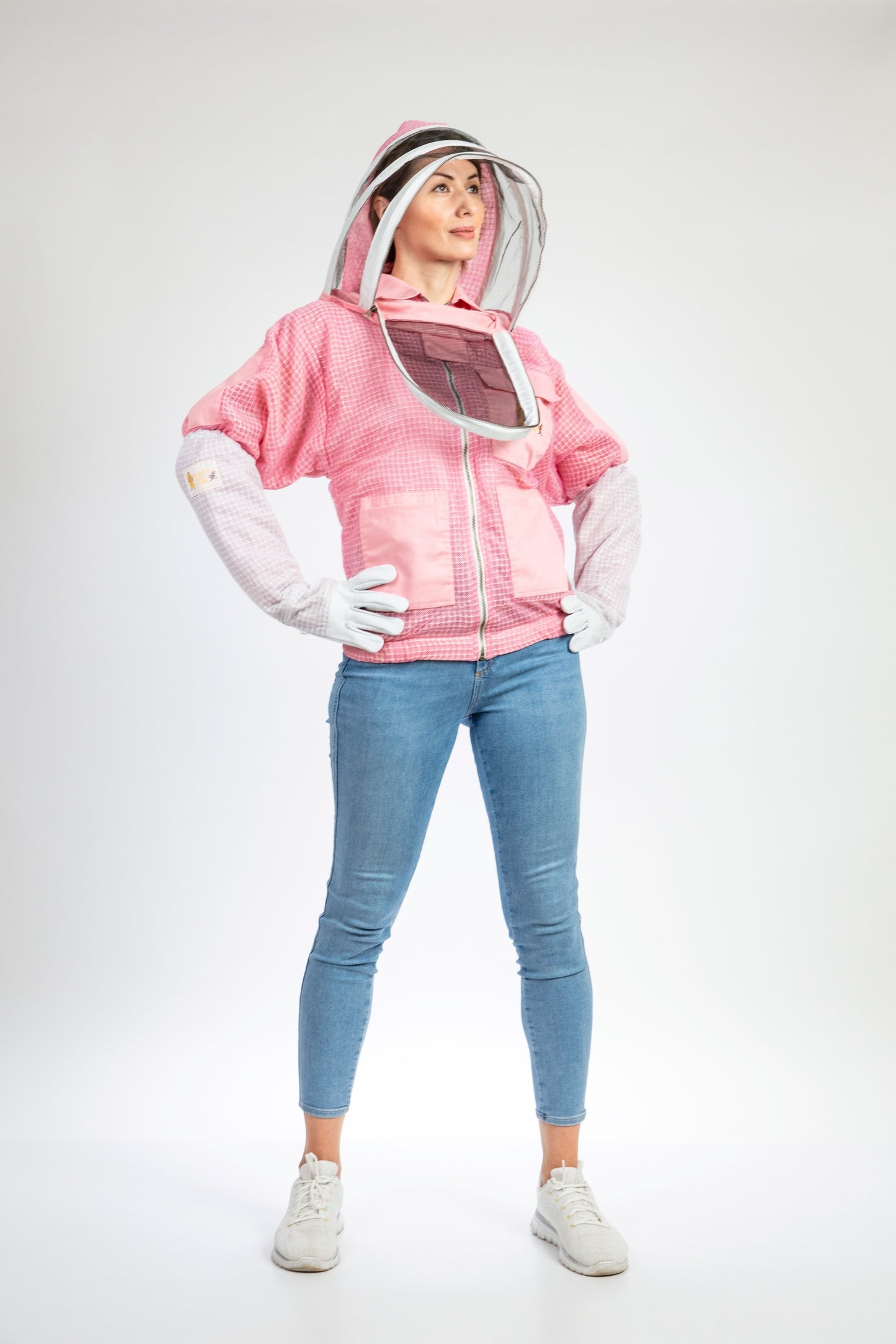 Pink Beekeeping Ventilated Jacket with Fencing Veil