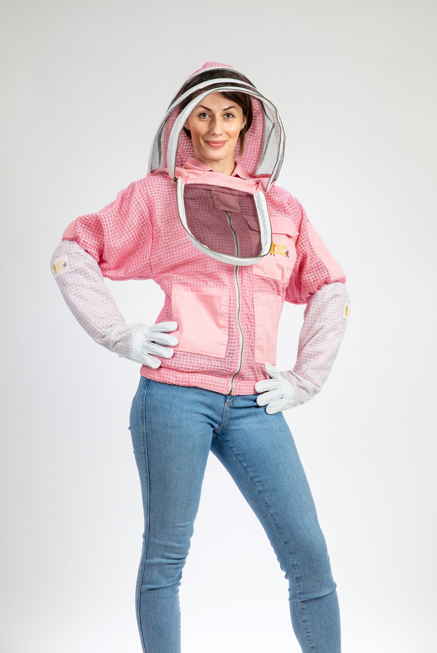 Pink Beekeeping Ventilated Jacket with Fencing Veil