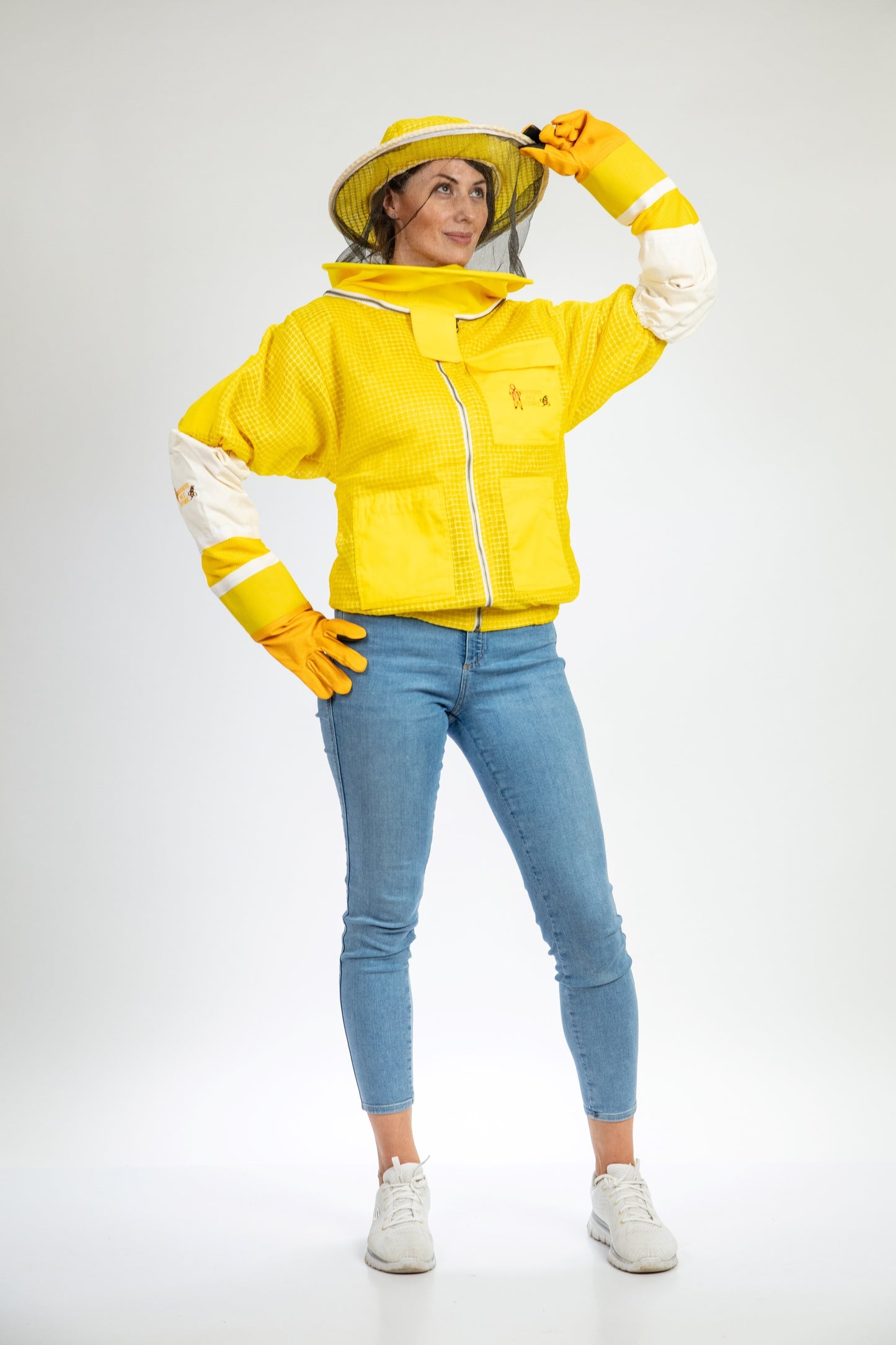Yellow Beekeeping Ventilated Jacket with Round Veil