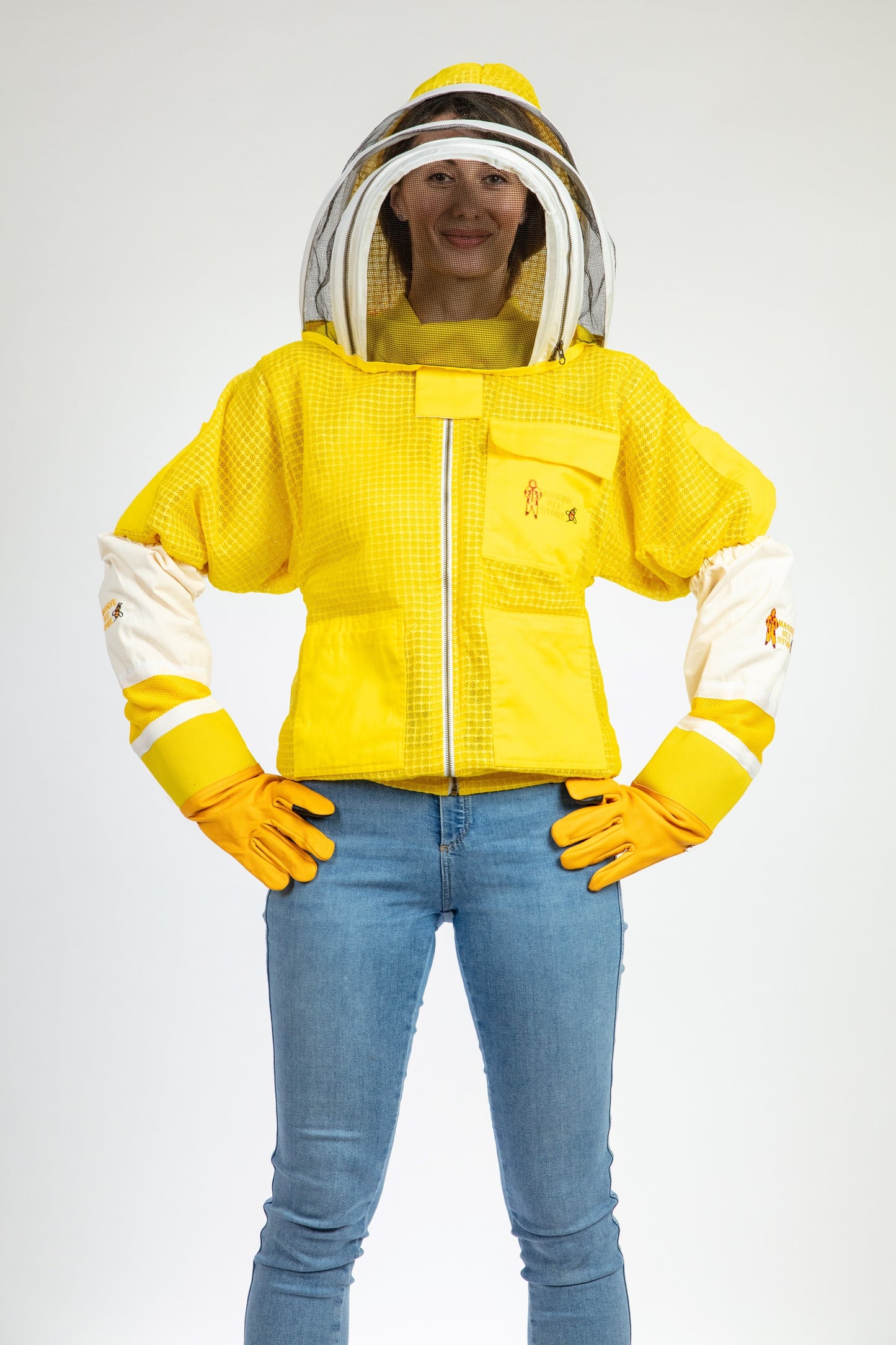Yellow Beekeeping Ventilated Jacket with Fencing Veil