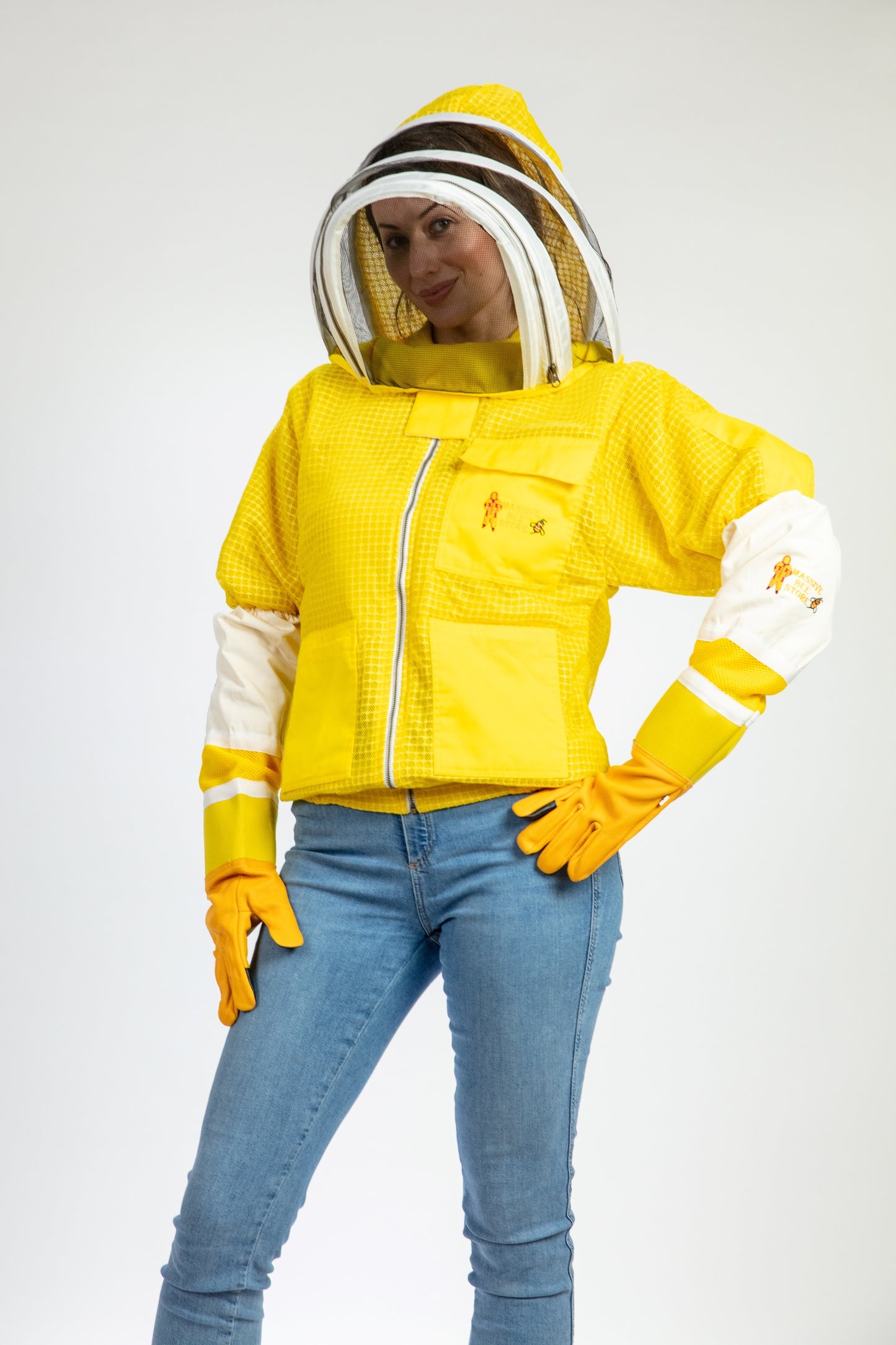 Yellow Beekeeping Ventilated Jacket with Fencing Veil