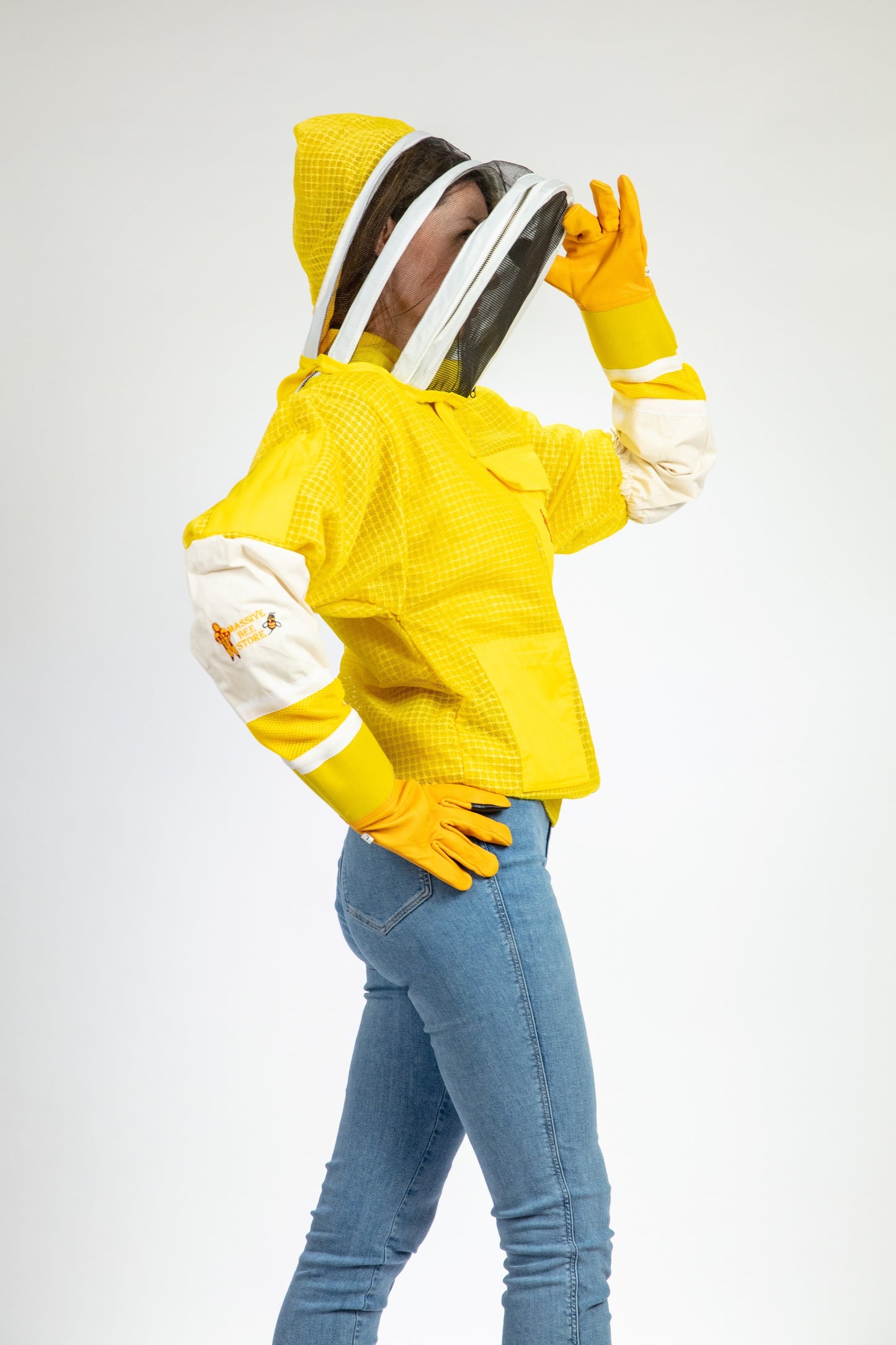 Yellow Beekeeping Ventilated Jacket with Fencing Veil