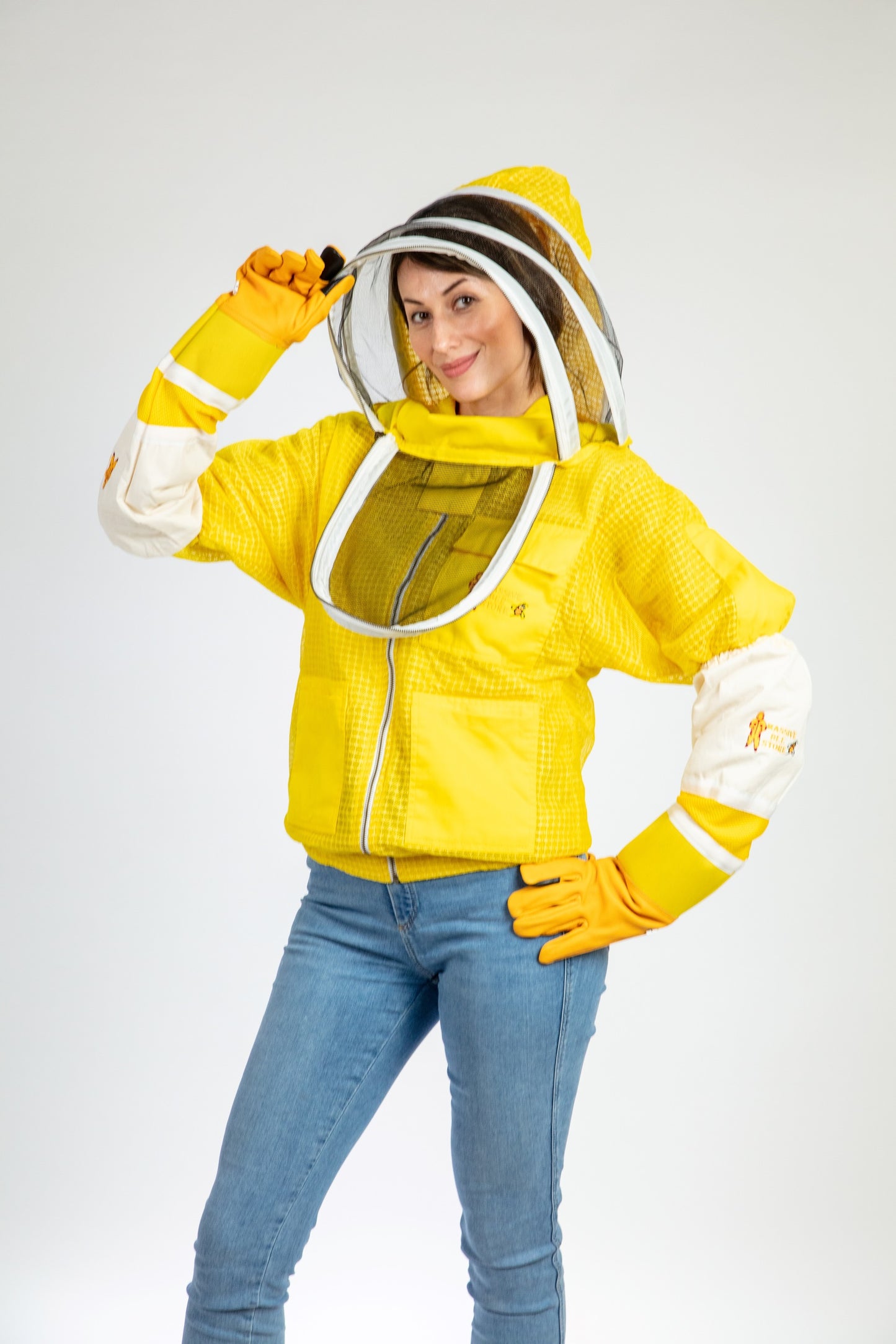 Yellow Beekeeping Ventilated Jacket with Fencing Veil