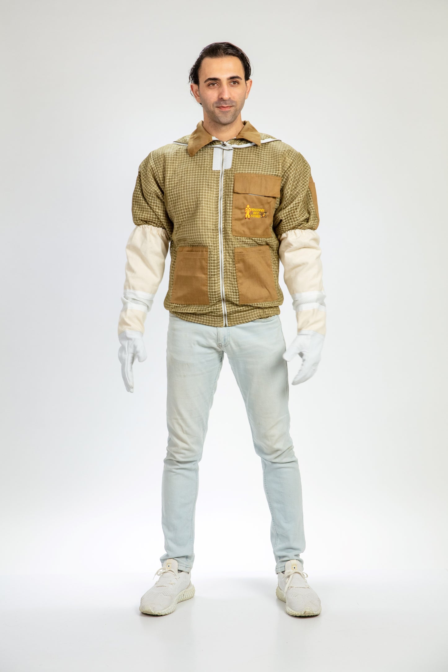 Khaki Beekeeping Ventilated Jacket with Round Veil