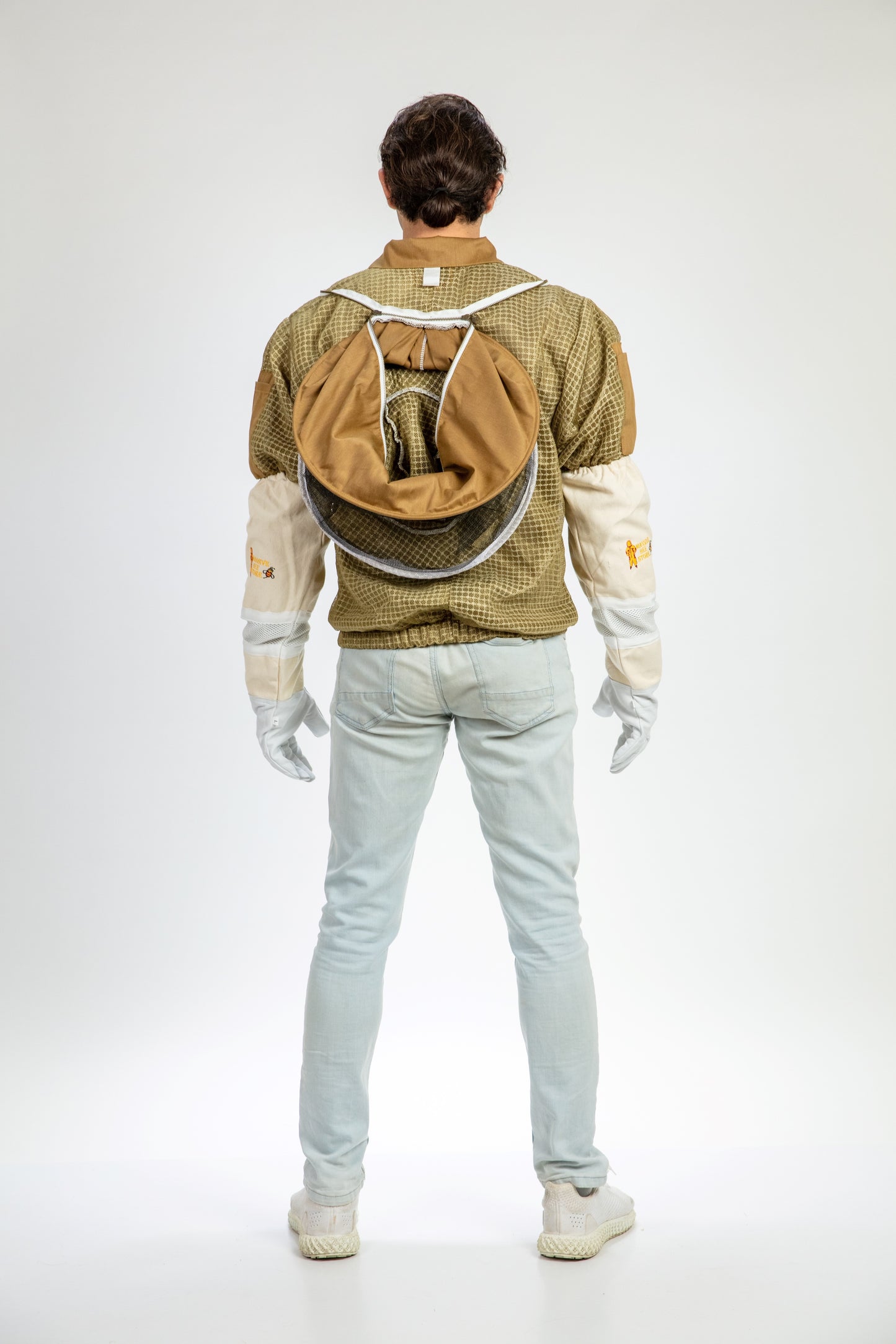 Khaki Beekeeping Ventilated Jacket with Round Veil