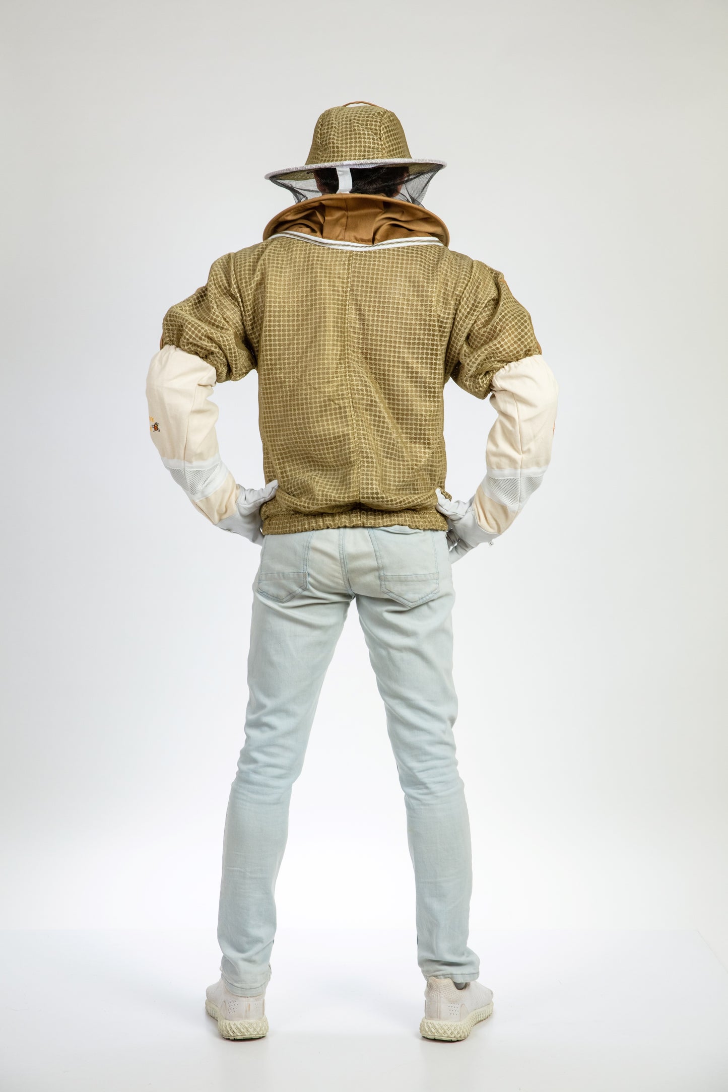 Khaki Beekeeping Ventilated Jacket with Round Veil