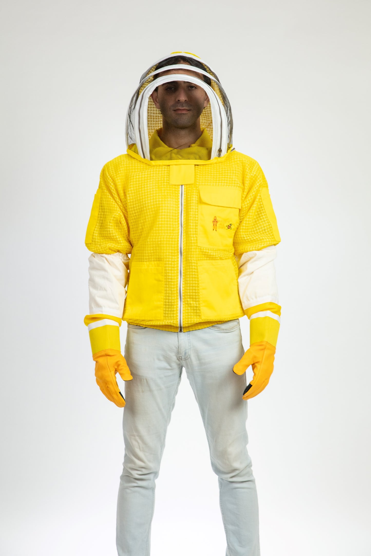 Yellow Beekeeping Ventilated Jacket with Fencing Veil