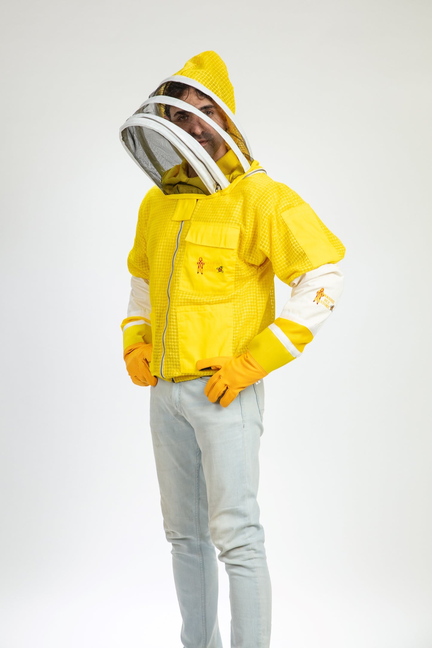 Yellow Beekeeping Ventilated Jacket with Fencing Veil