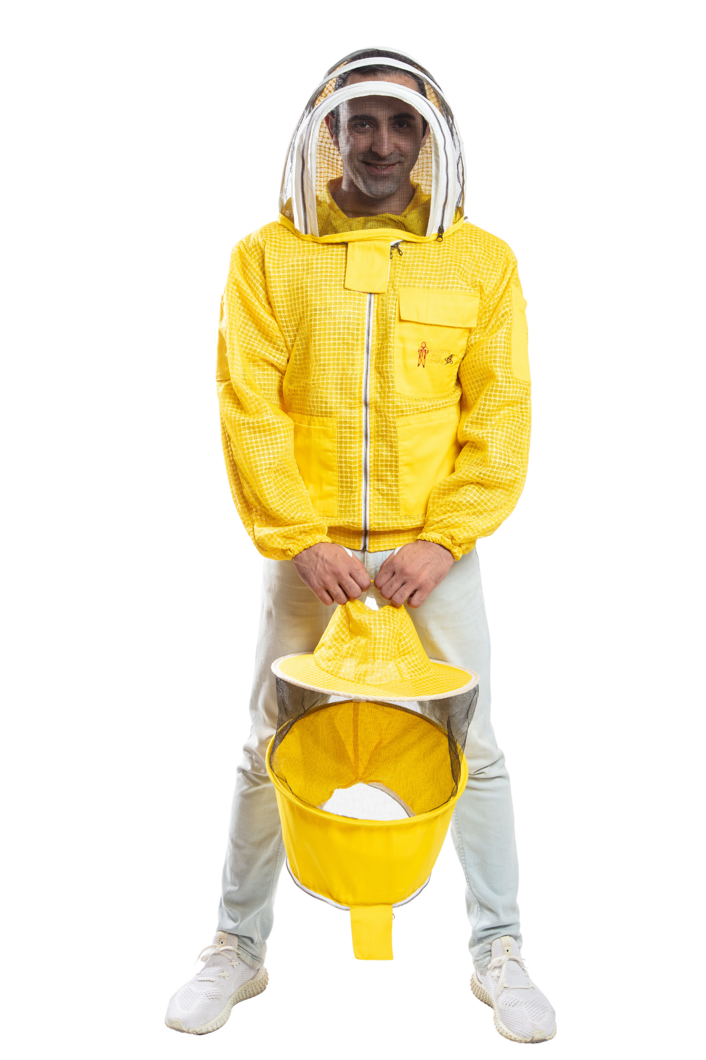 Yellow Beekeeping Ventilated Jacket with Round Veil & fencing jacket