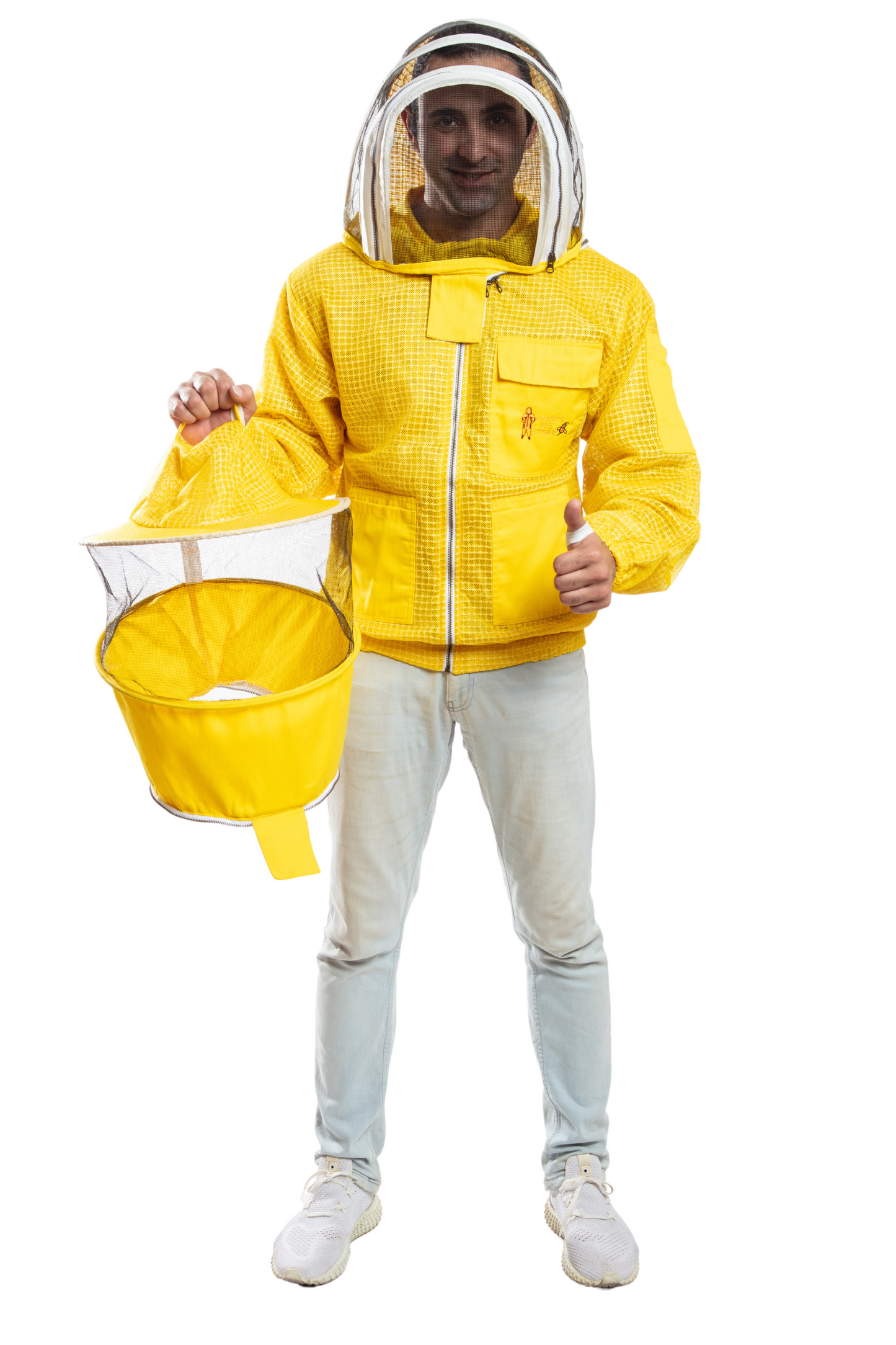 Yellow Beekeeping Ventilated Jacket with Round Veil & fencing jacket
