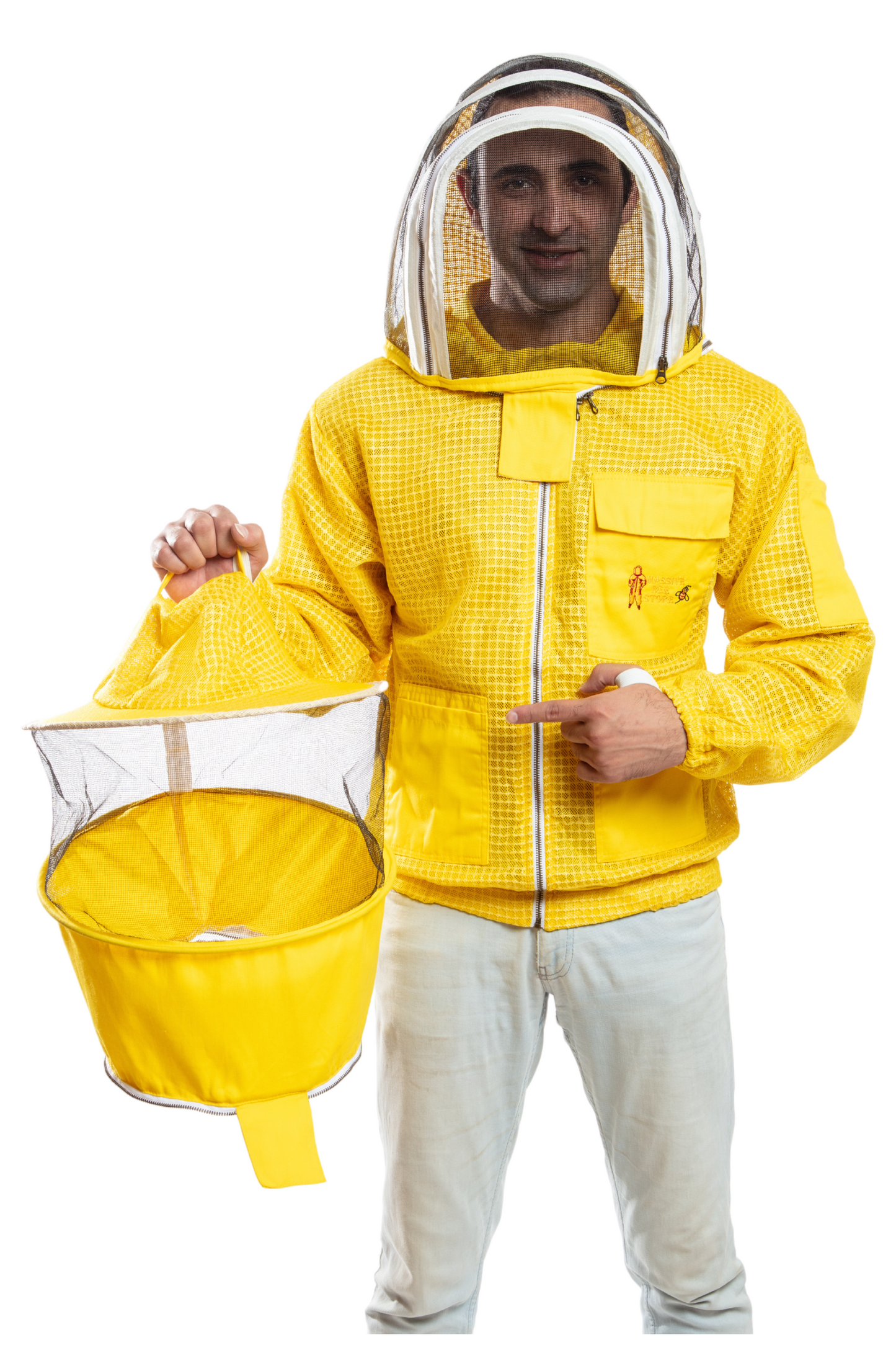 Yellow Beekeeping Ventilated Jacket with Round Veil & fencing jacket