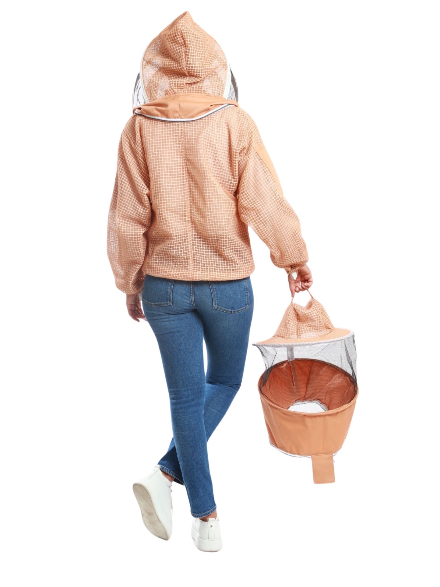 Sand/Peach Beekeeping Ventilated Jacket with Round Veil & fencing jacket