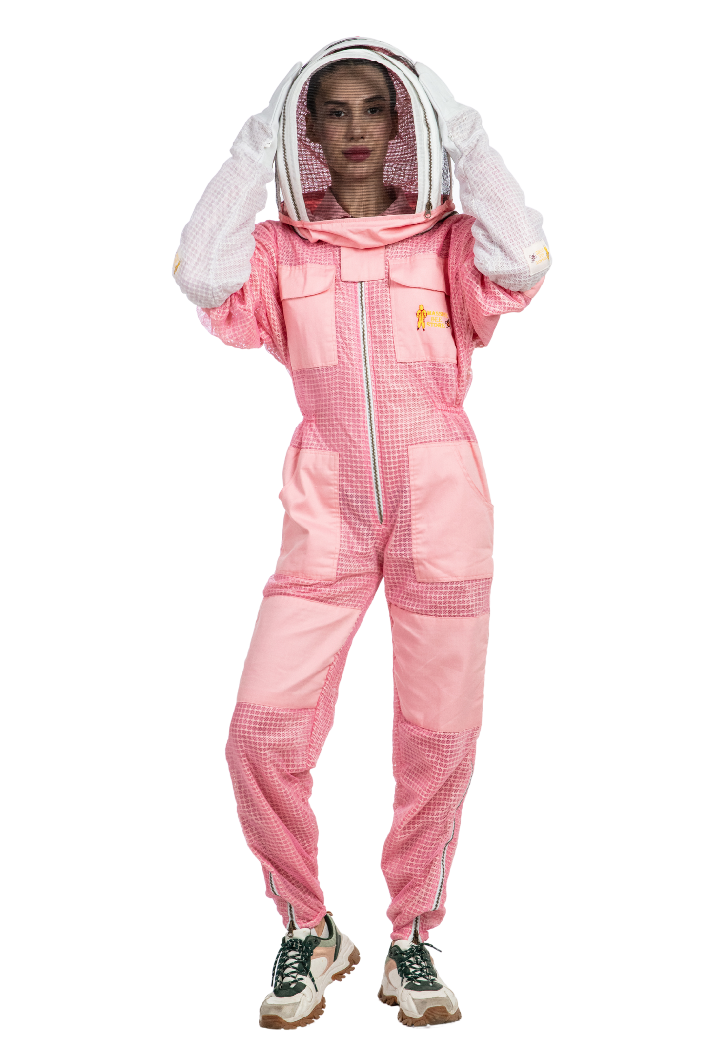 Pink Beekeeping Ventilated Suits with Fencing Veil