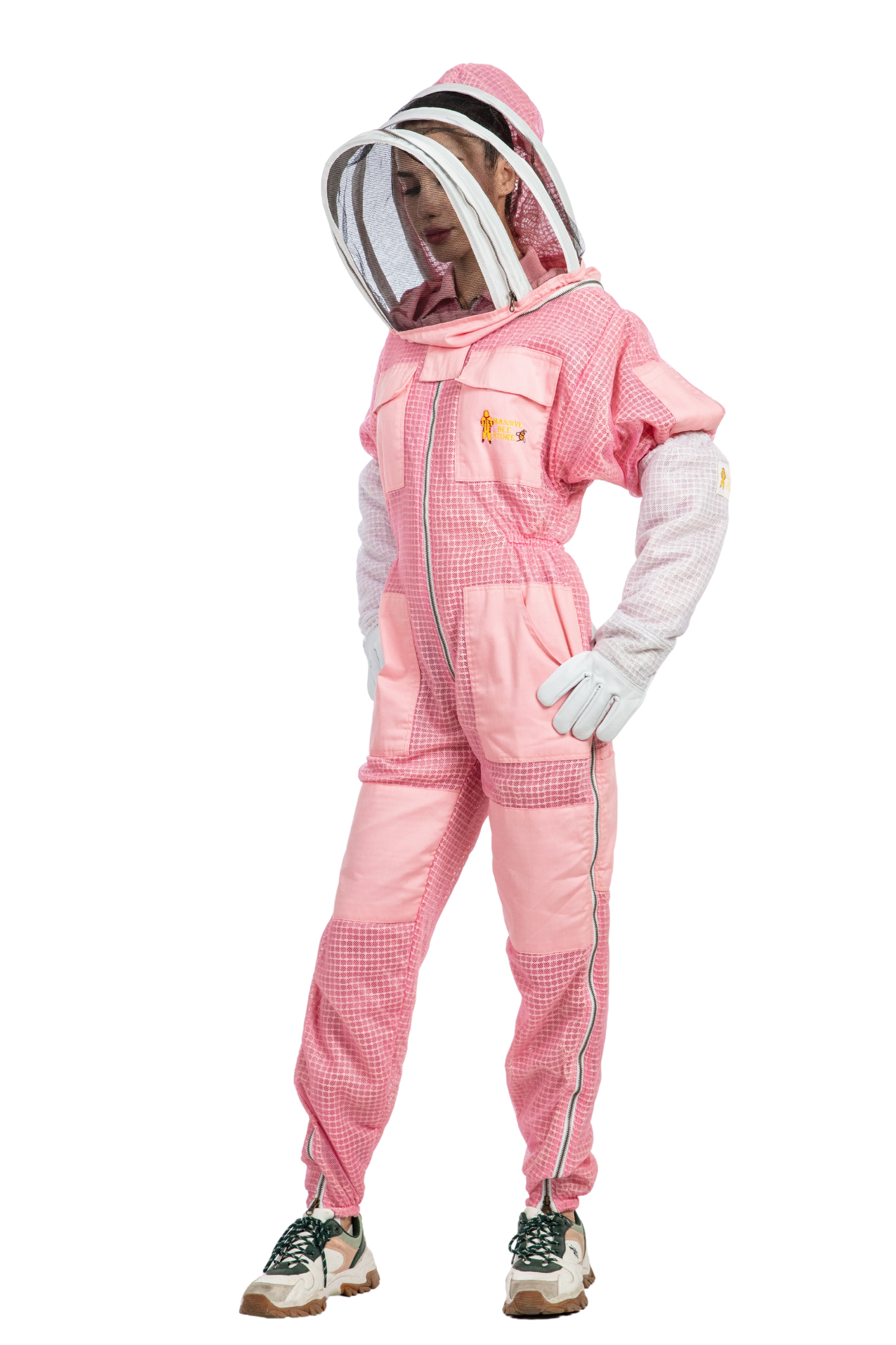Pink Beekeeping Ventilated Suits with Fencing Veil