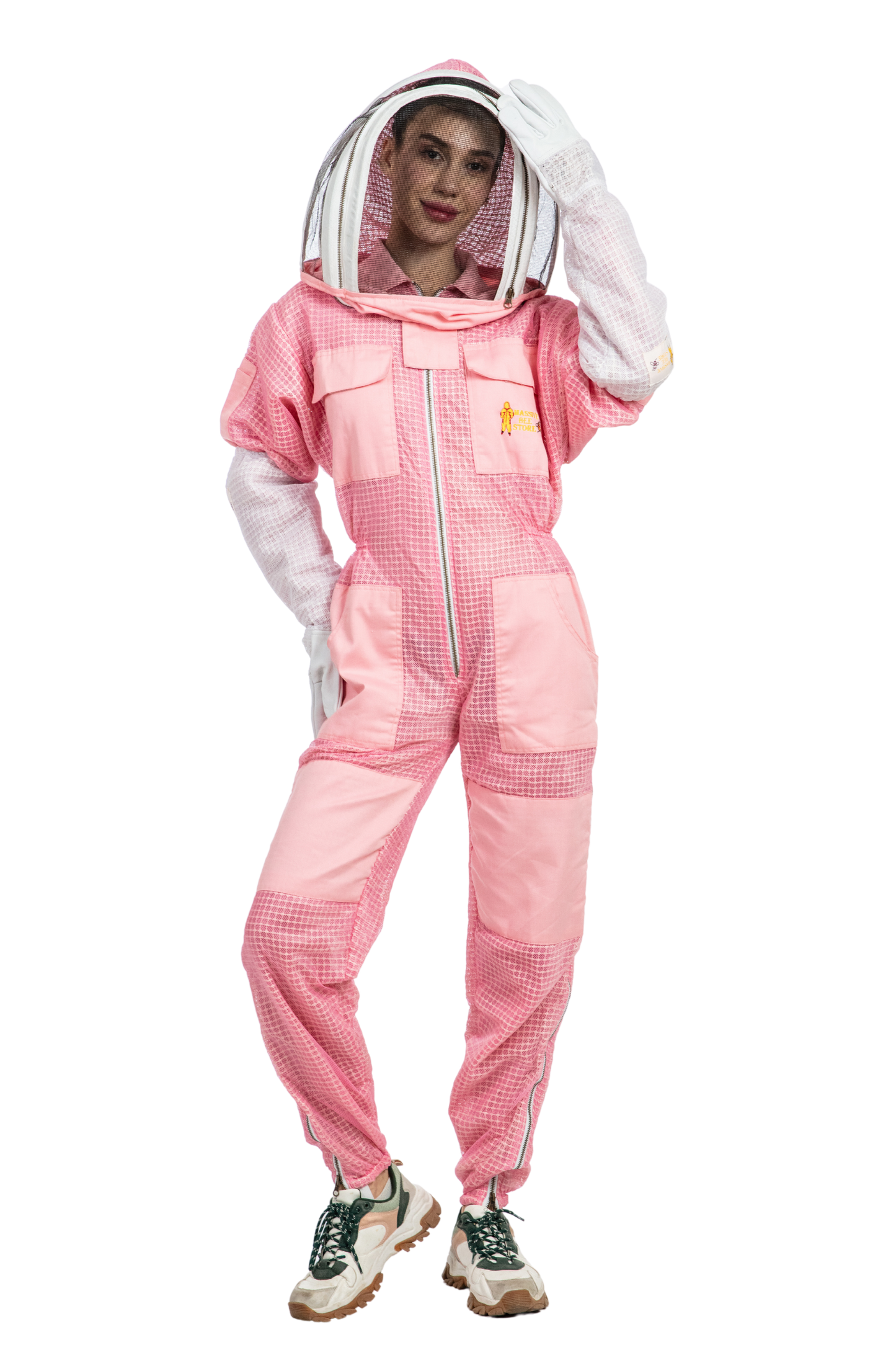 Pink Beekeeping Ventilated Suits with Fencing Veil