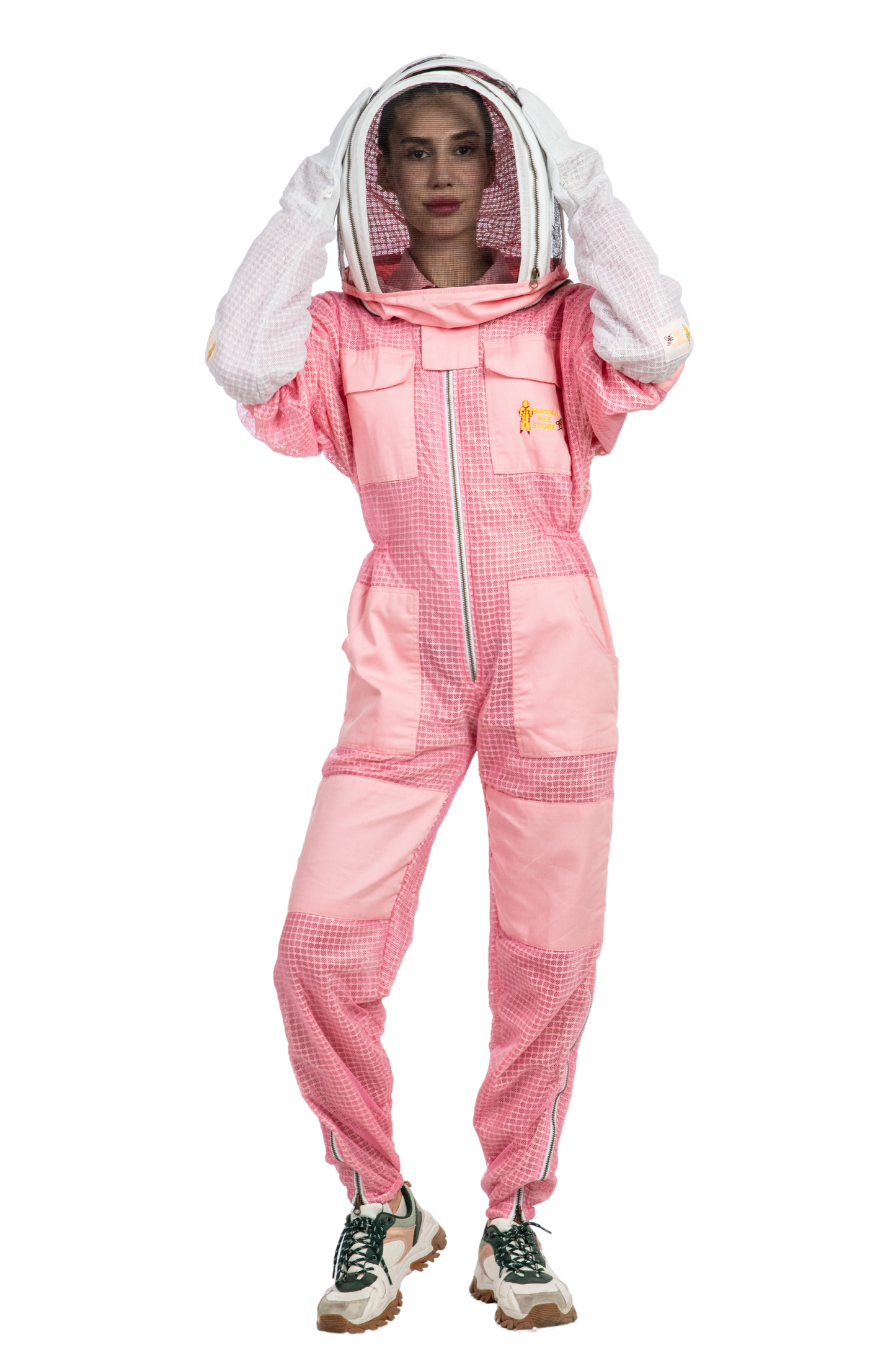Pink Beekeeping Ventilated Suits with Fencing Veil