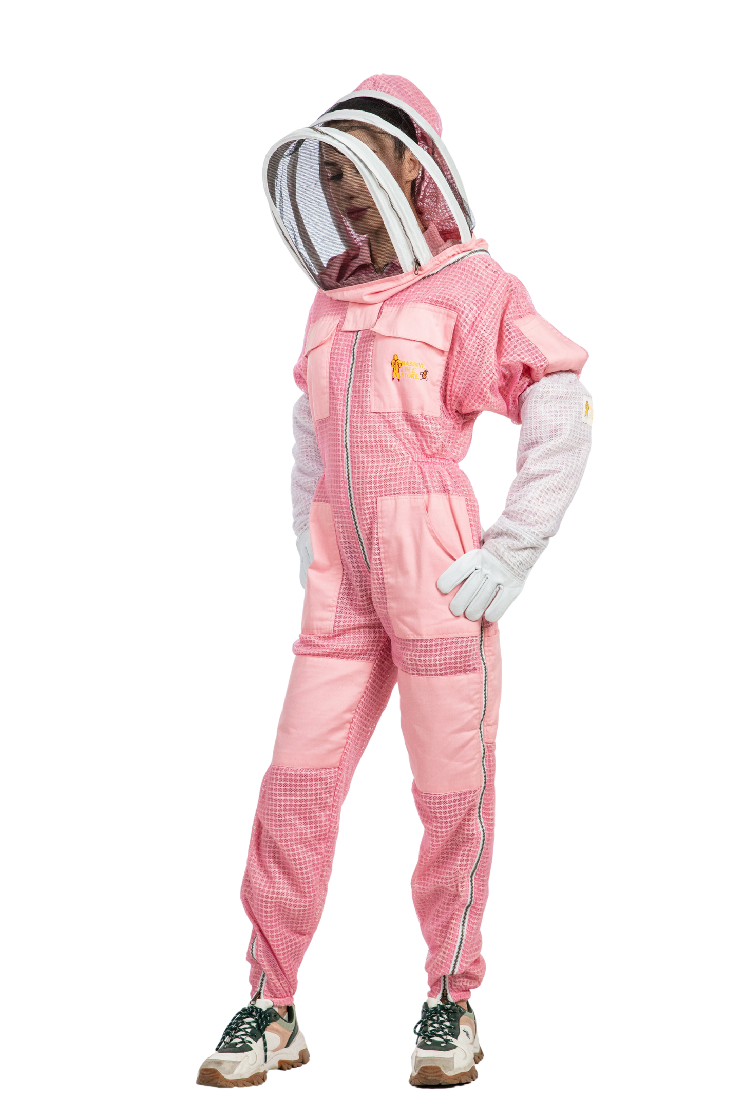 Pink Beekeeping Ventilated Suits with Fencing Veil