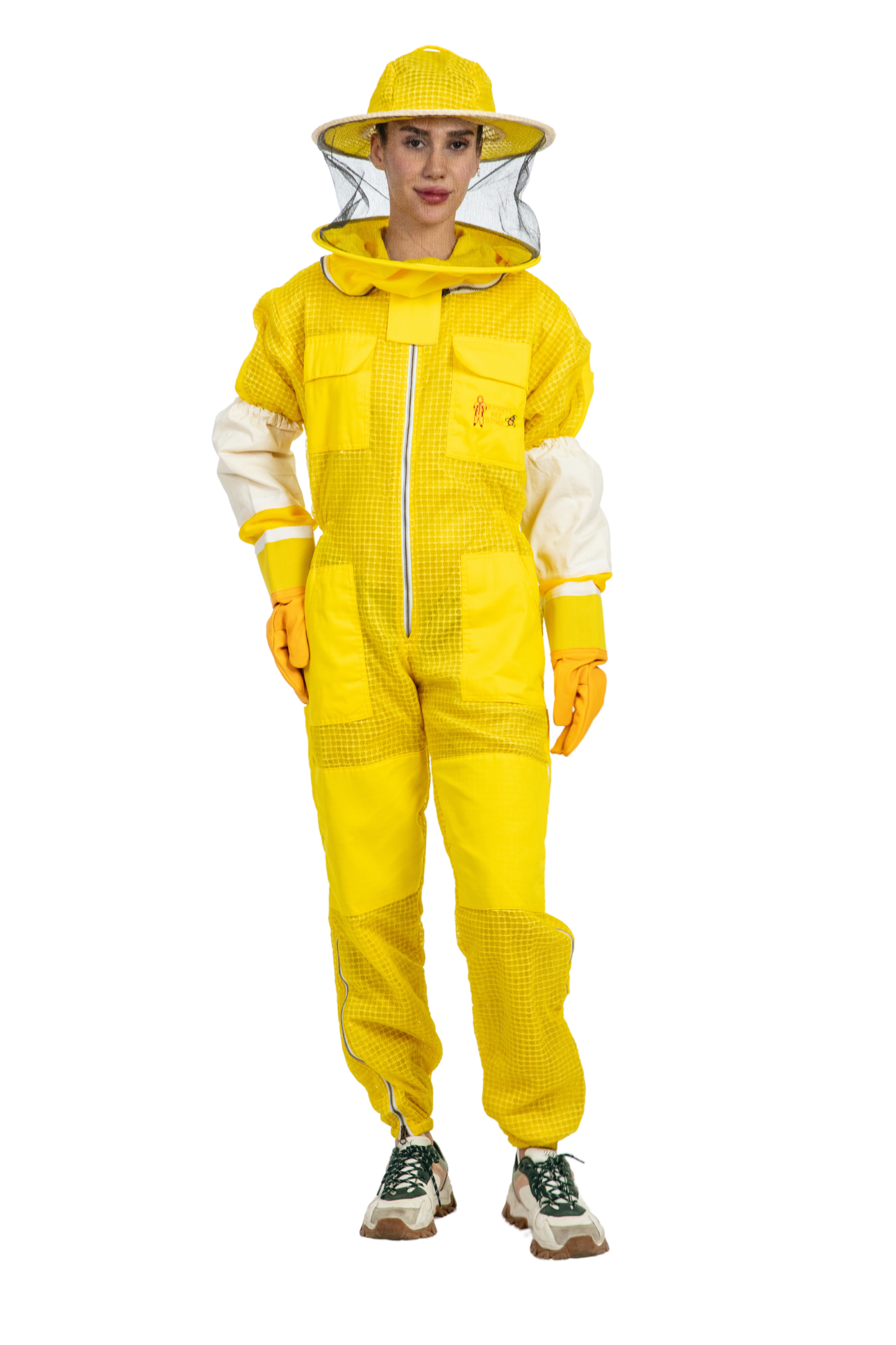 Yellow Beekeeping Ventilated Suits with Round Veil