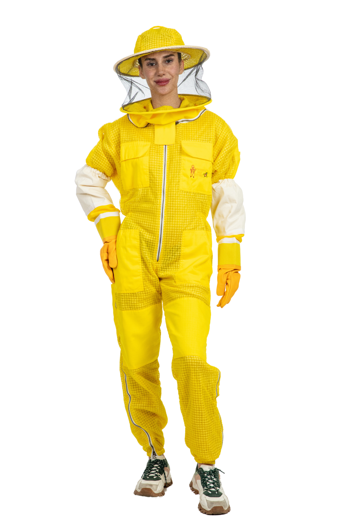 Yellow Beekeeping Ventilated Suits with Round Veil