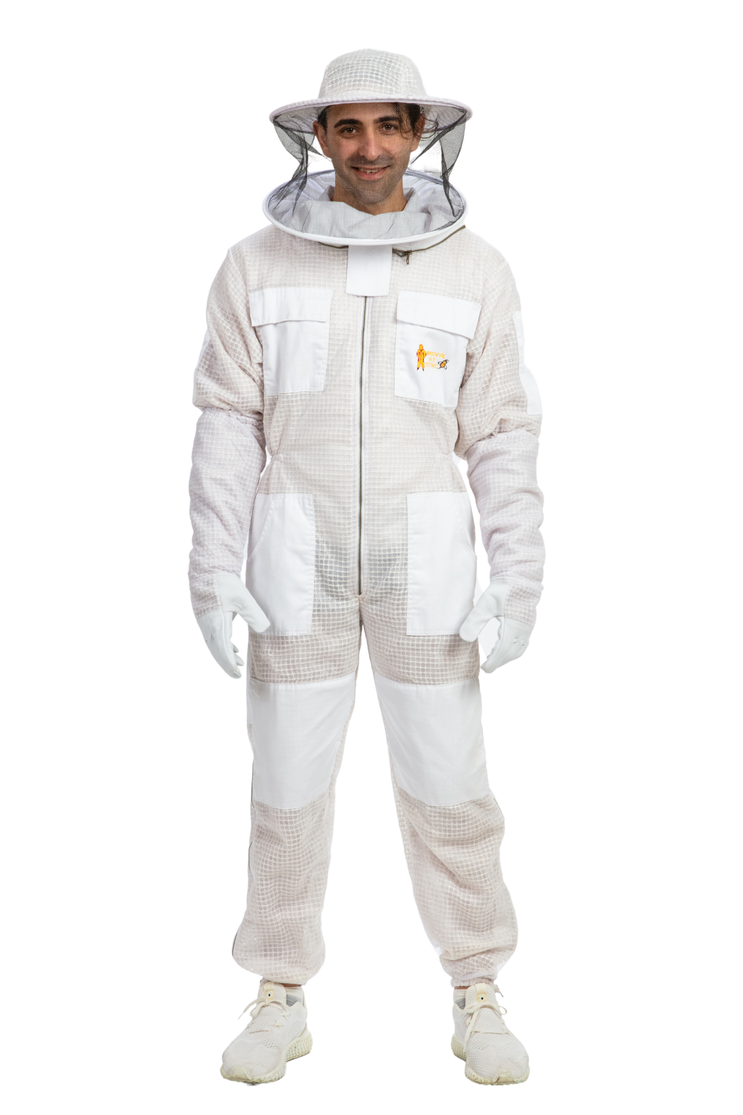 White Beekeeping Ventilated Suits with Round Veil