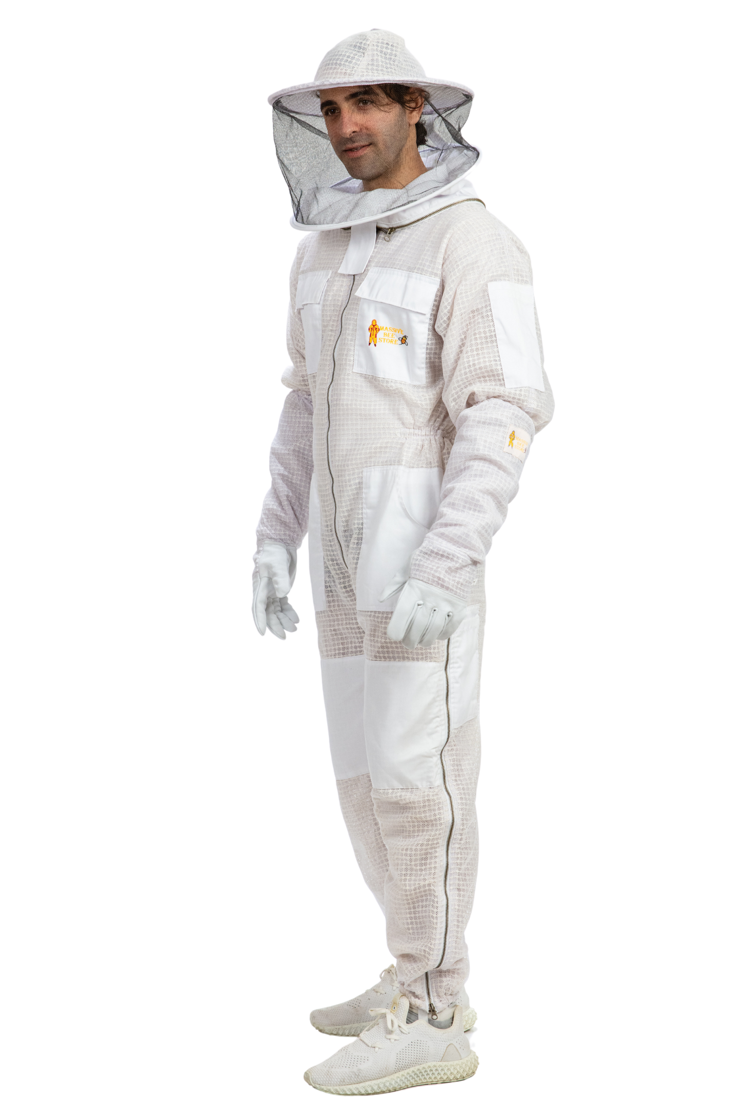 White Beekeeping Ventilated Suits with Round Veil