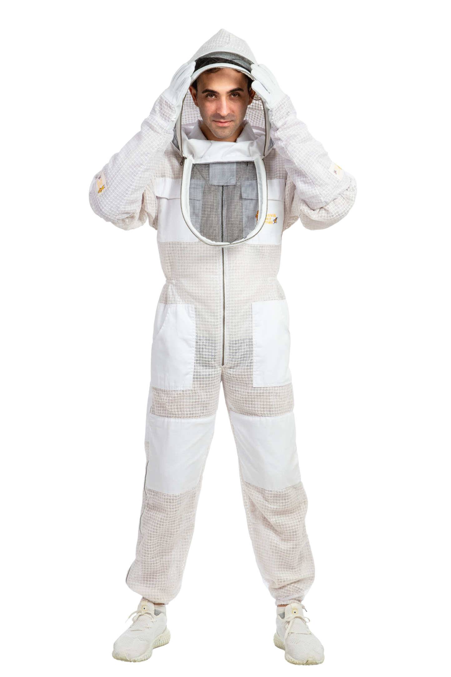 White Beekeeping Ventilated Suits with Fencing Veil