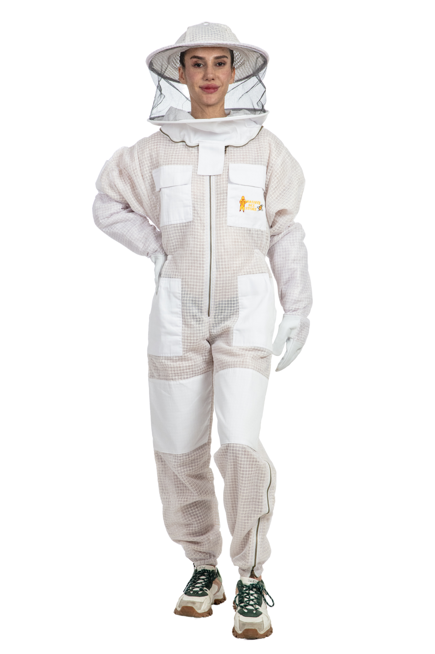 White Beekeeping Ventilated Suits with Round Veil