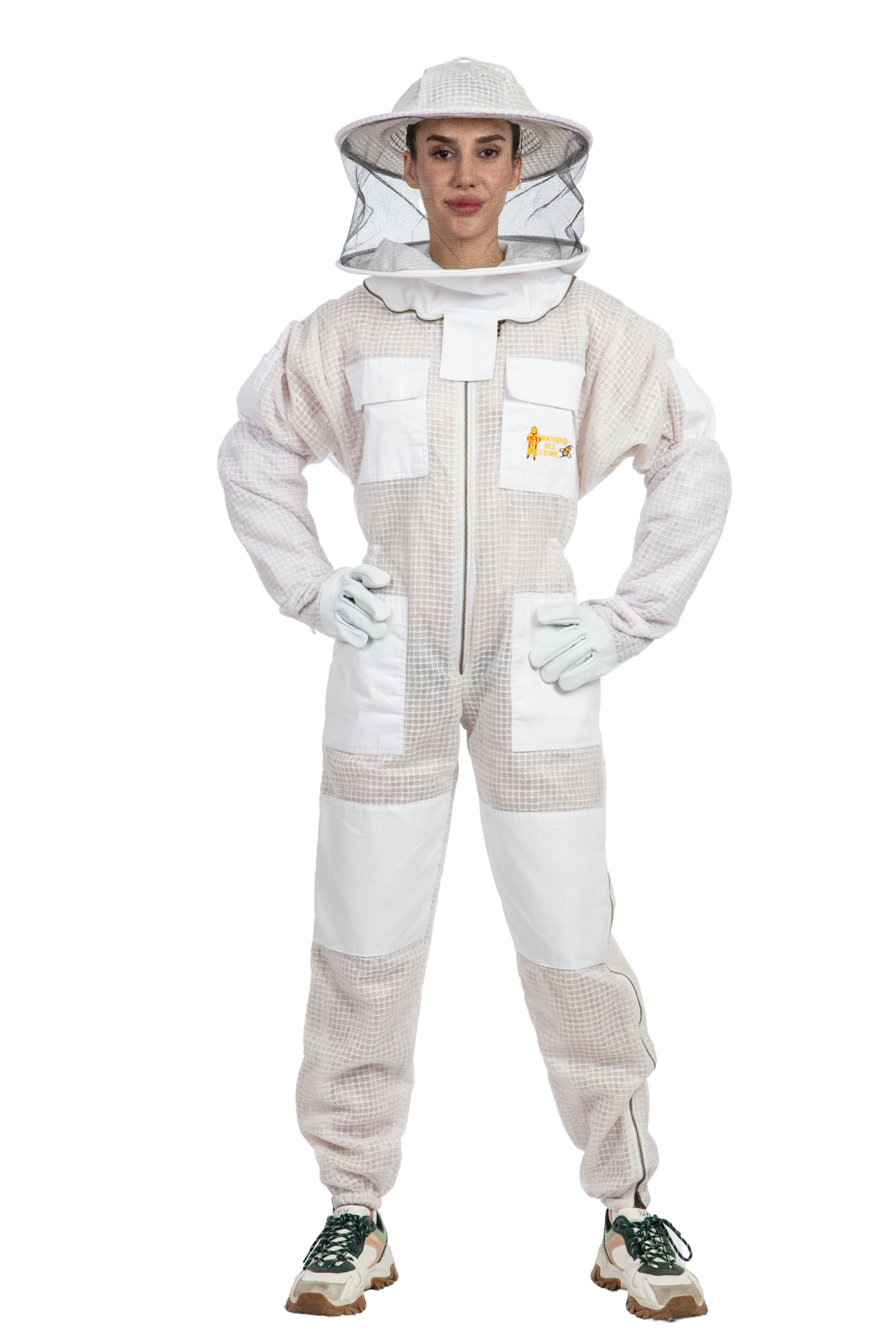 White Beekeeping Ventilated Suits with Round Veil