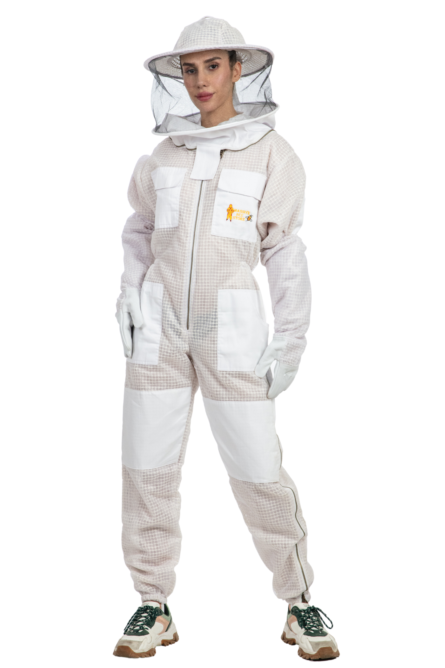 White Beekeeping Ventilated Suits with Round Veil