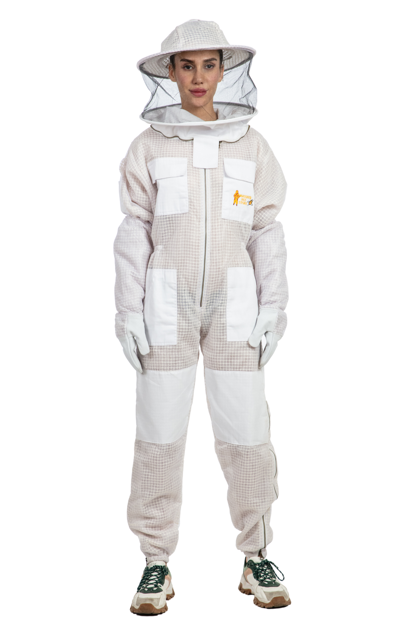 White Beekeeping Ventilated Suits with Round Veil