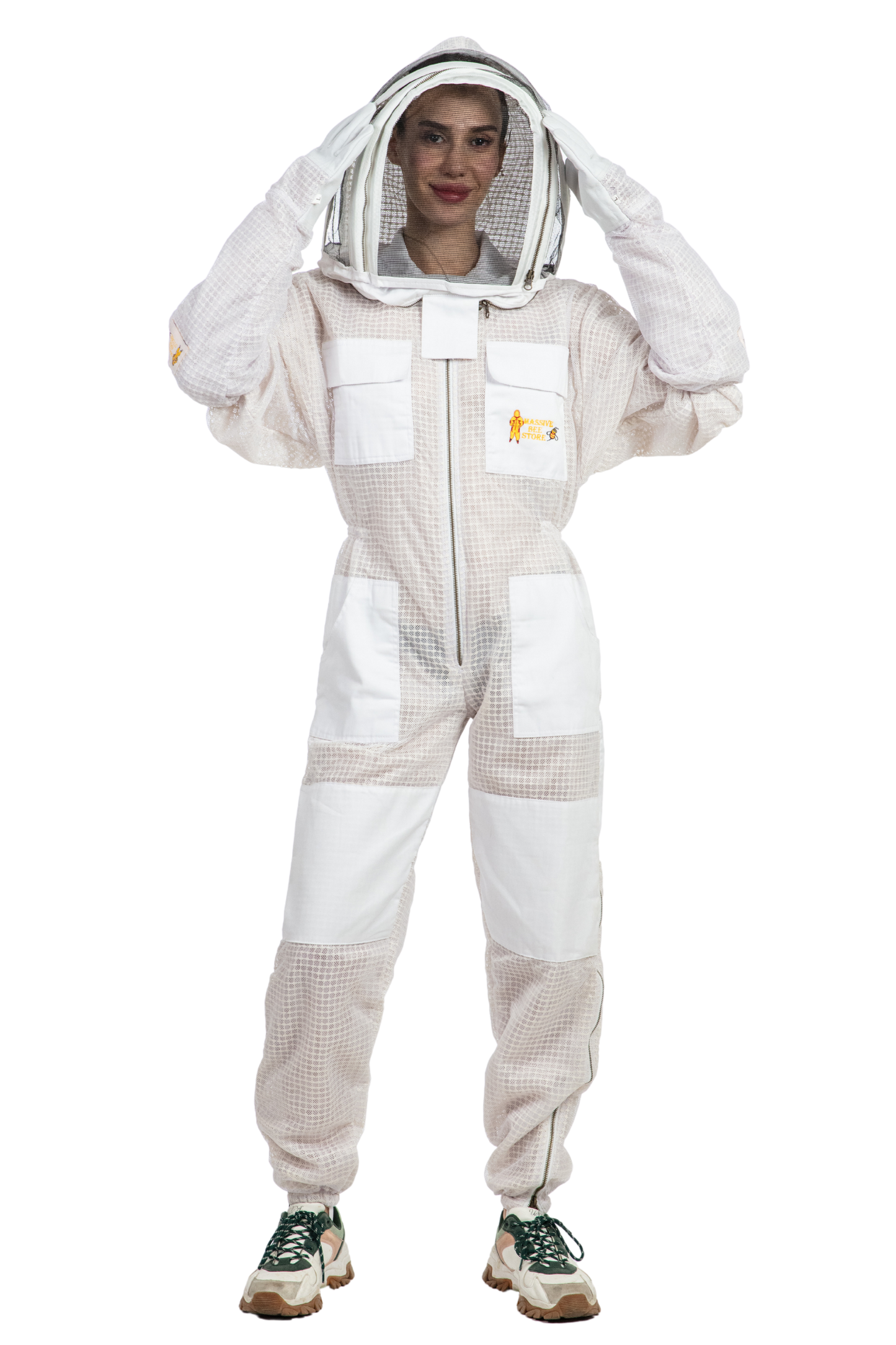 White Beekeeping Ventilated Suits with Fencing Veil