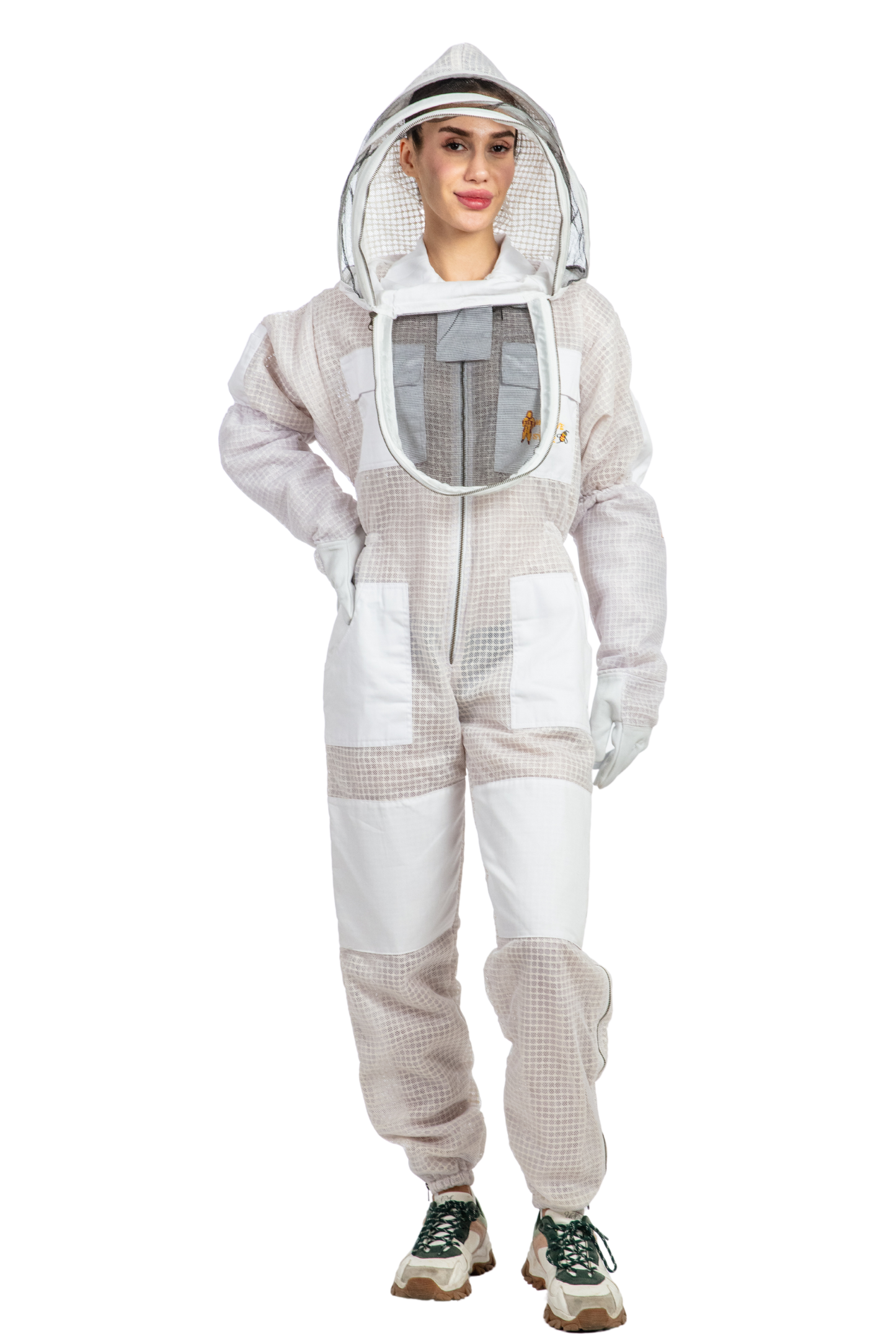 White Beekeeping Ventilated Suits with Fencing Veil