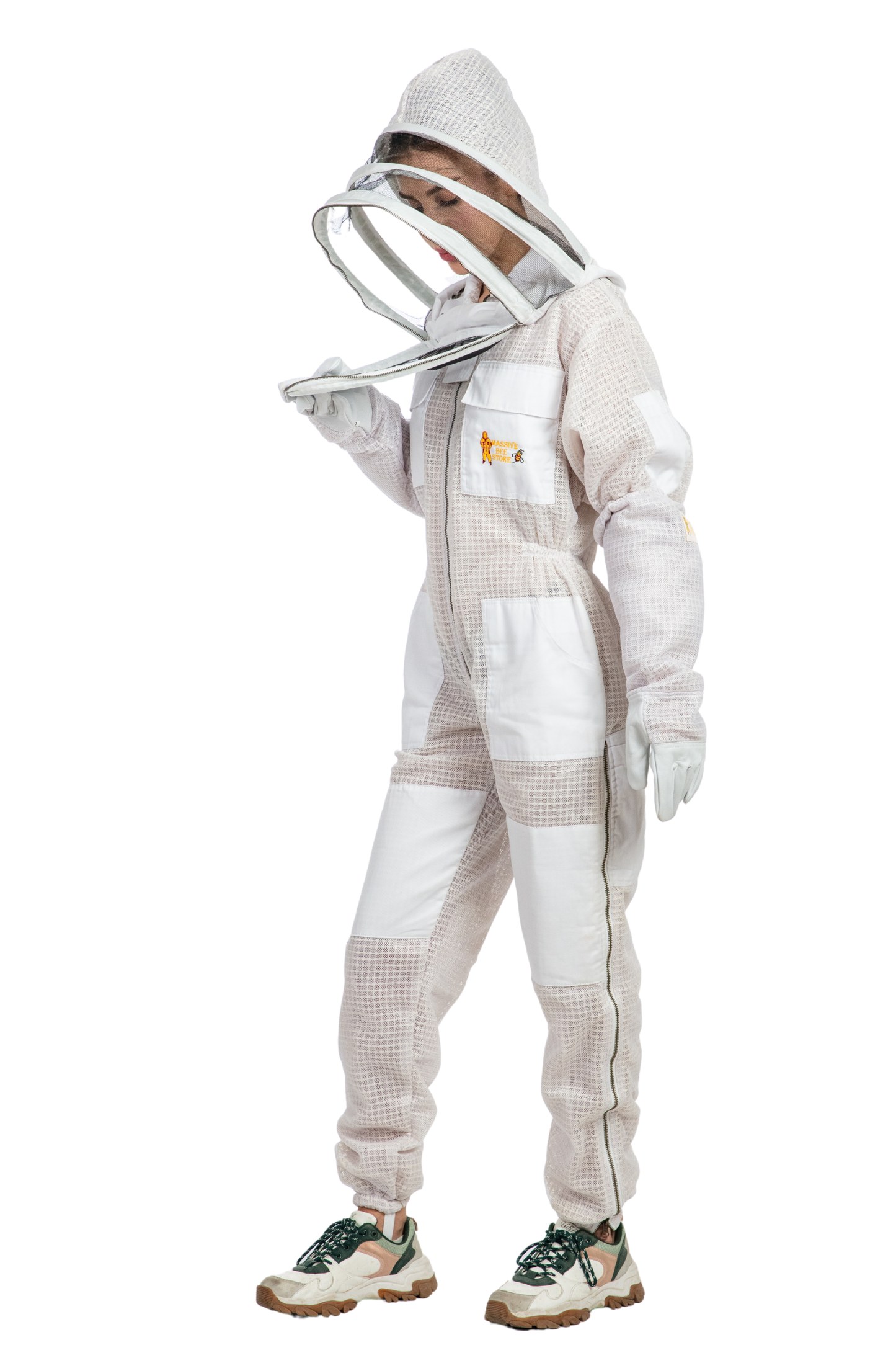White Beekeeping Ventilated Suits with Fencing Veil