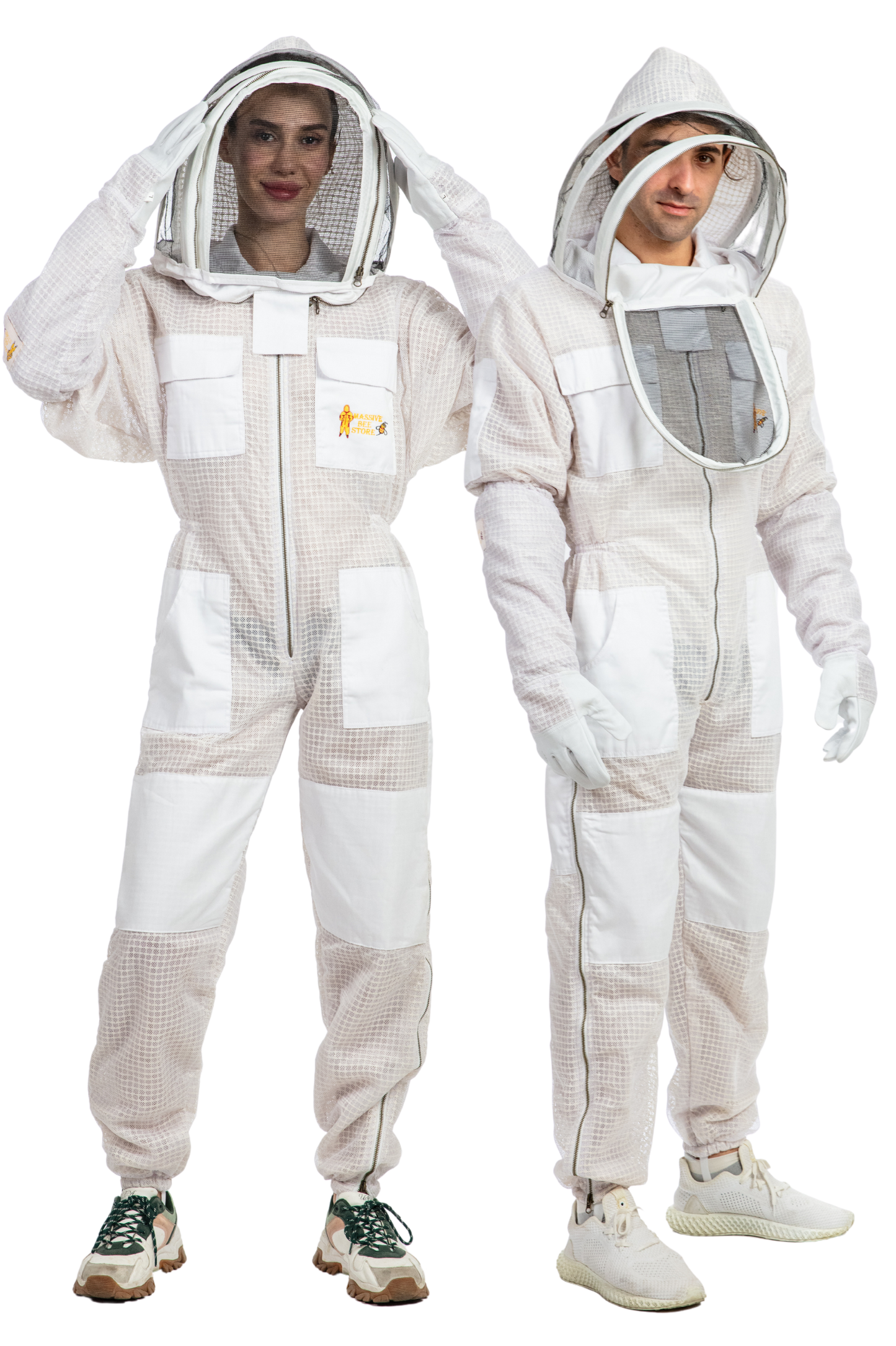 White Beekeeping Ventilated Suits with Fencing Veil