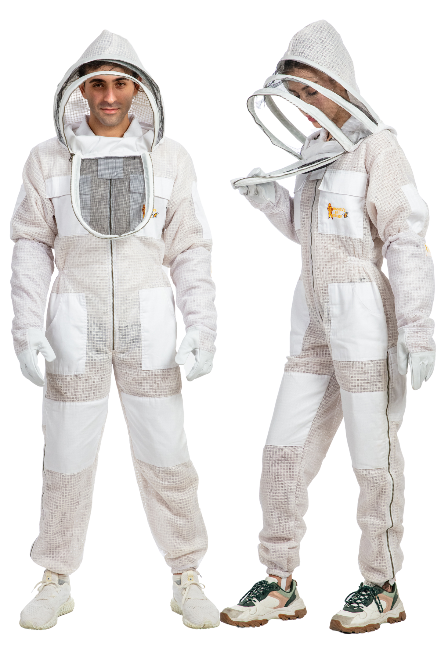 White Beekeeping Ventilated Suits with Fencing Veil