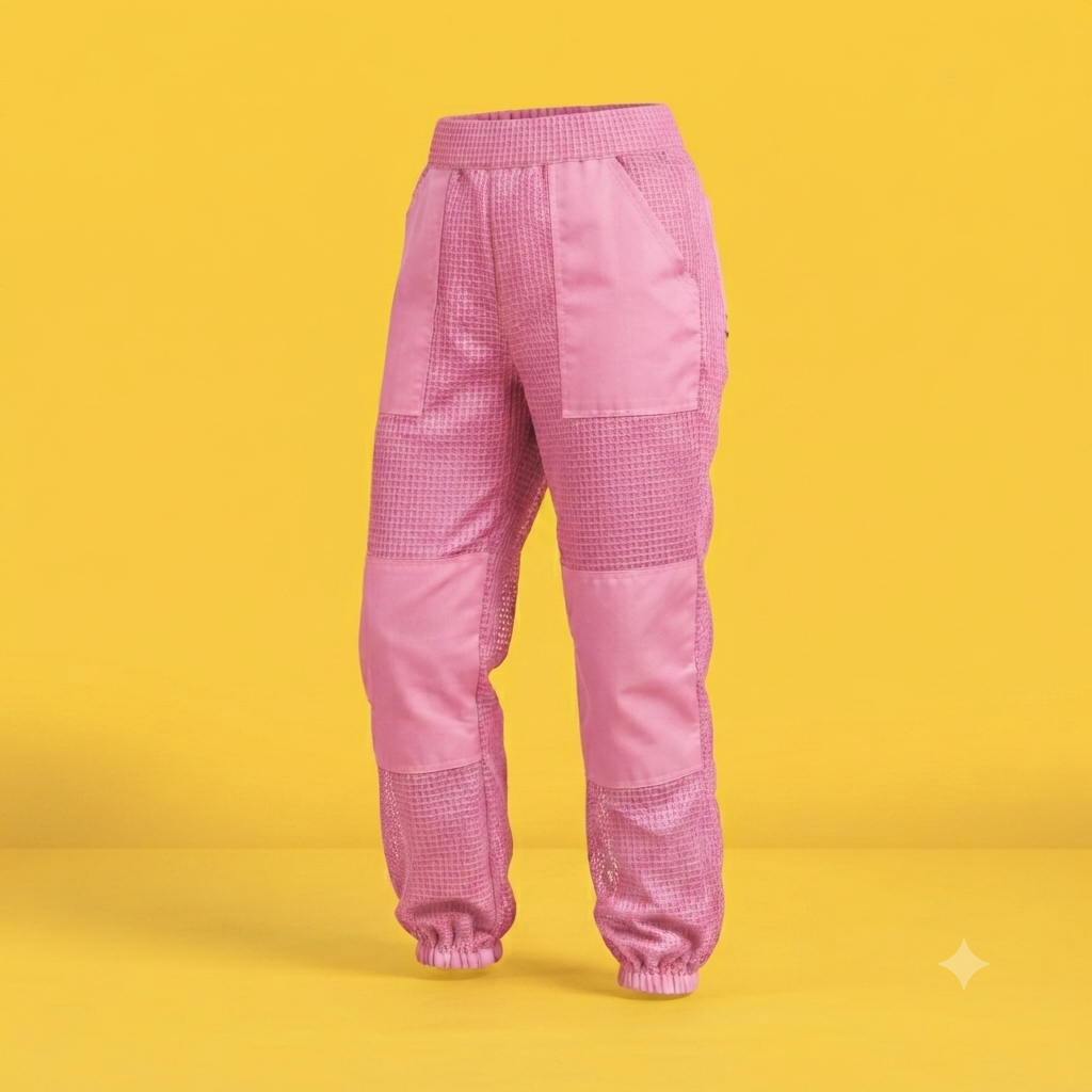 Beekeeping Ventilated Pant/Trouser in White Color with Leg Zipper PINK