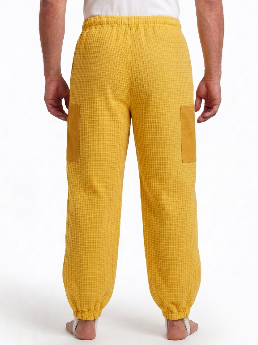 Beekeeping Ventilated Pant/Trouser in White Color with Leg Zipper Yellow