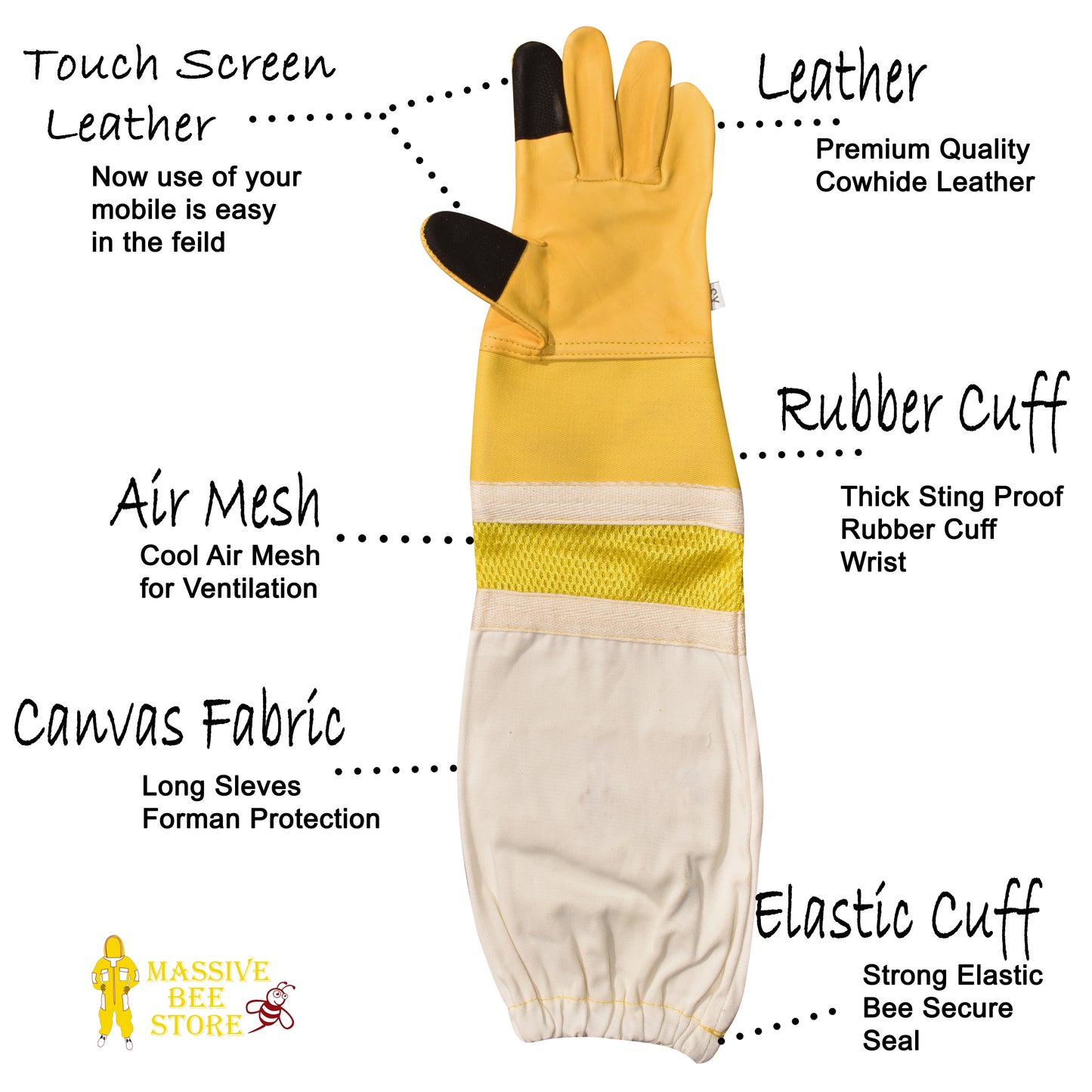 Touch Screen Beekeeping Ventilated Gloves