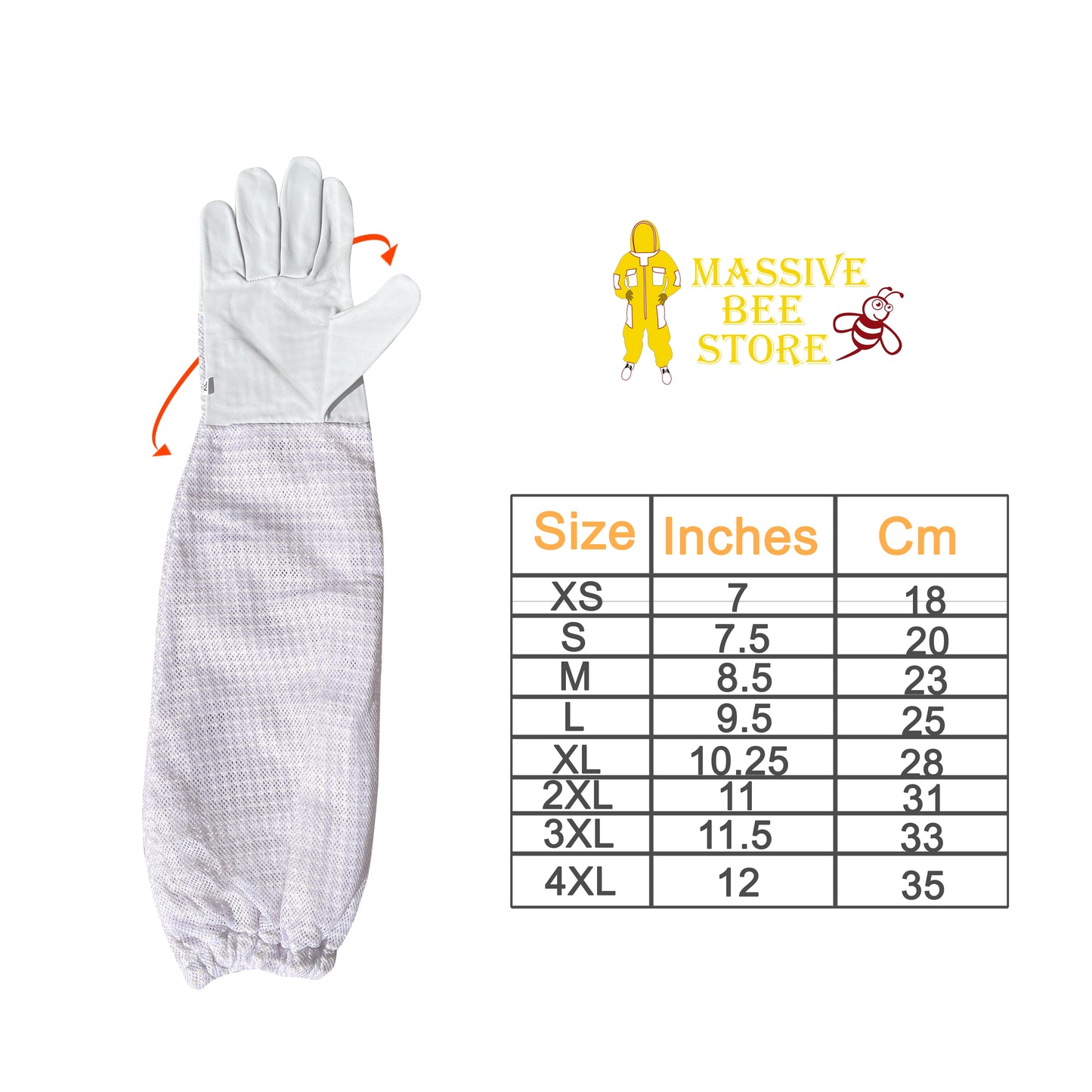 White 3-Layer Beekeeping Ventilated Gloves Half Palm
