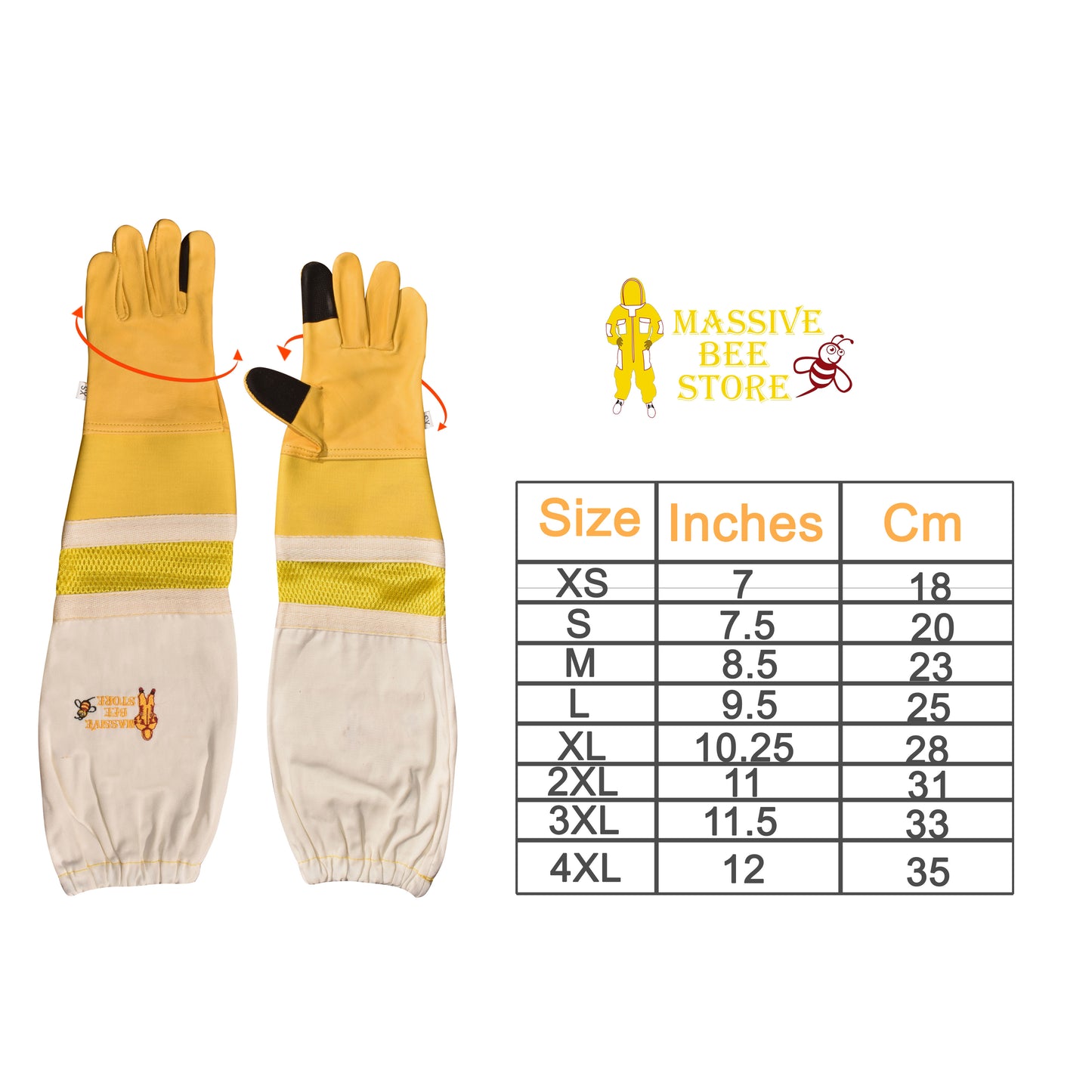 Yellow Beekeeping Ventilated Gloves