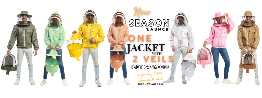 Introducing Our Premium Beekeeping Jacket with Detachable Round & Fencing Veils