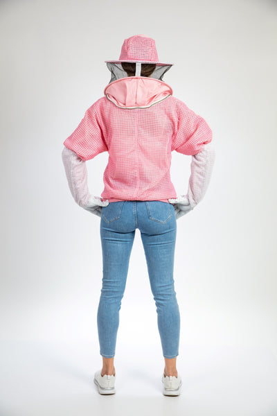 Pink Beekeeping Ventilated Jacket with Round Veil