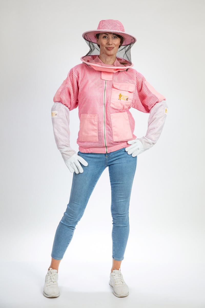Pink Beekeeping Ventilated Jacket with Round Veil
