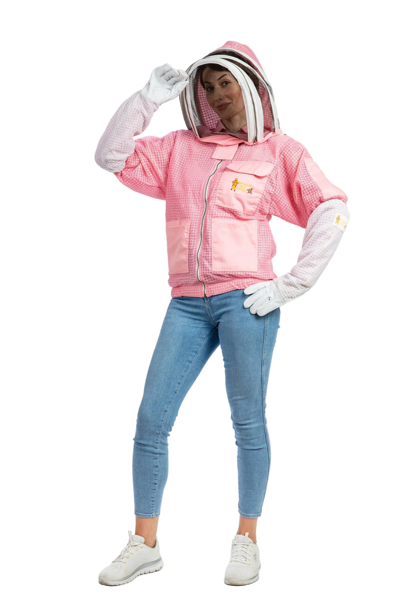 Pink Beekeeping Ventilated Jacket with Fencing Veil