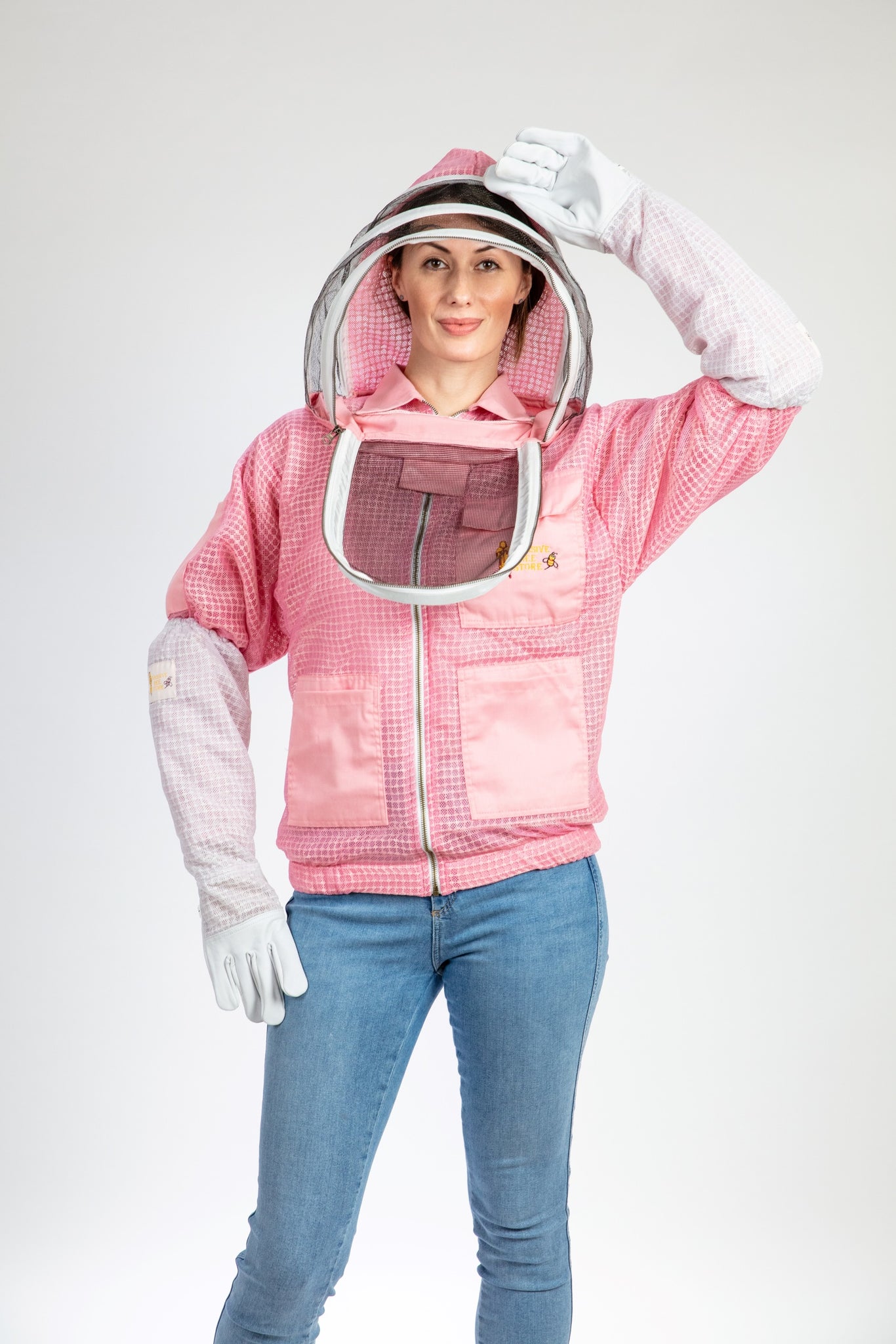 Pink Beekeeping Ventilated Jacket with Fencing Veil