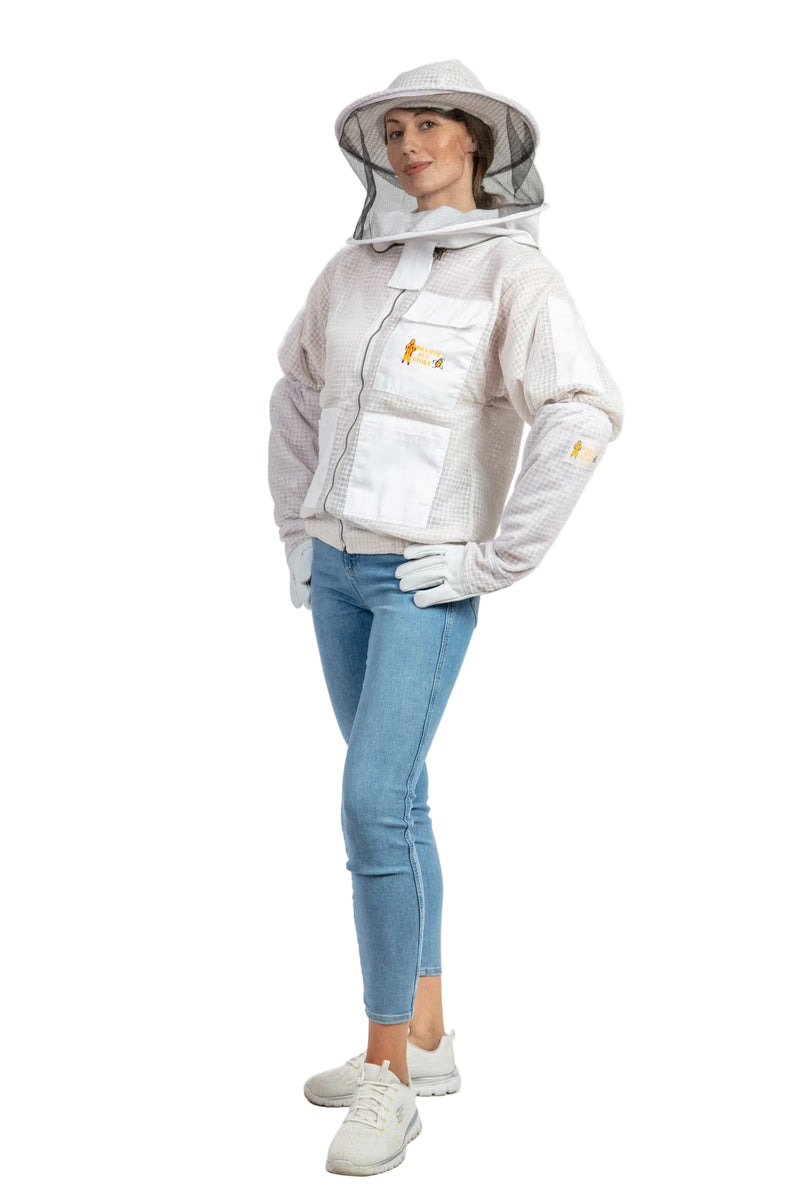 White Beekeeping Ventilated Jacket with Round Veil