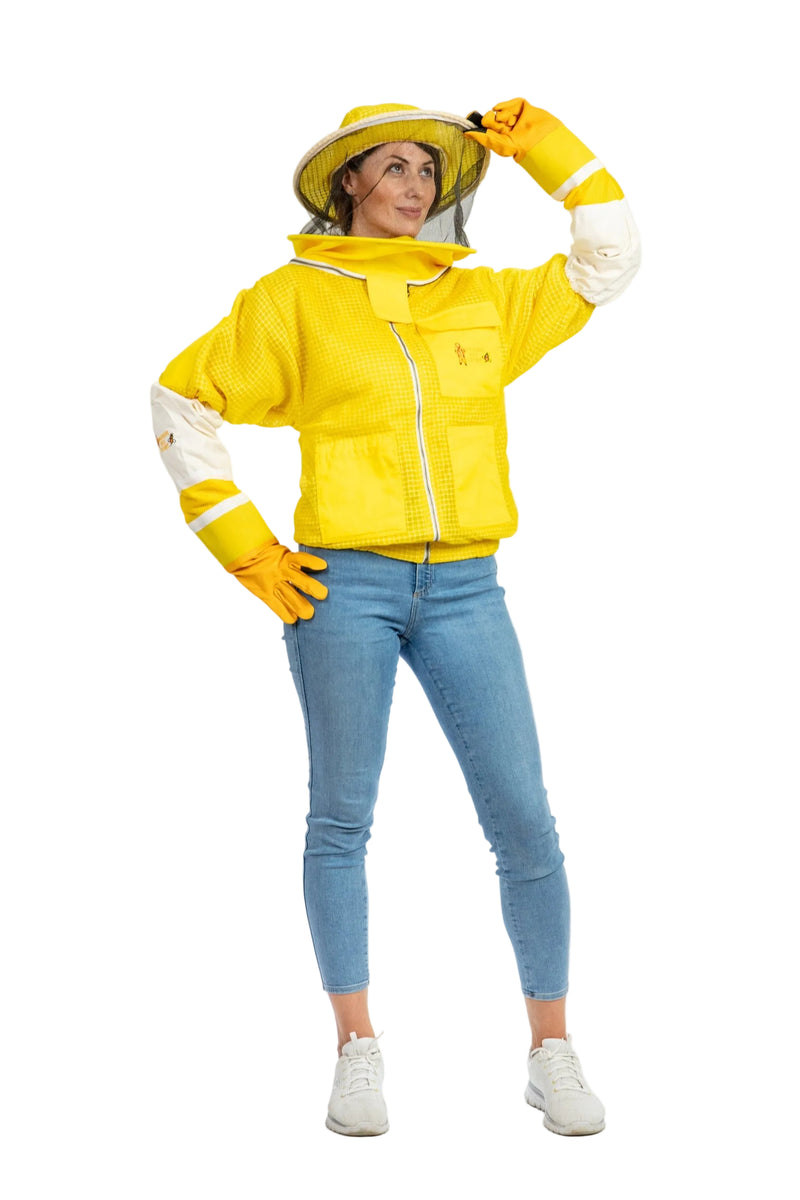 Yellow Beekeeping Ventilated Jacket with Round Veil