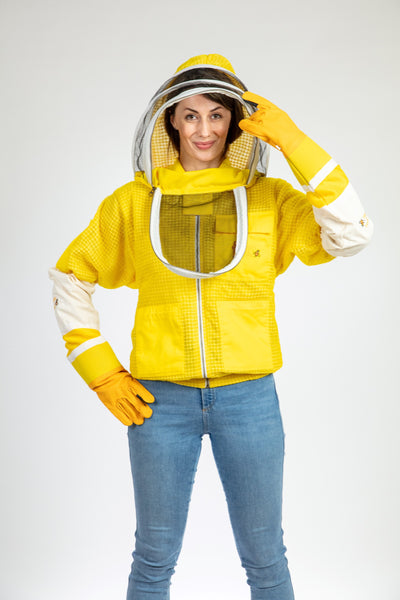 Yellow Beekeeping Ventilated Jacket with Fencing Veil