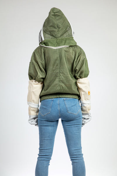 Olive Green Beekeeping Ventilated Jacket with Fencing Veil